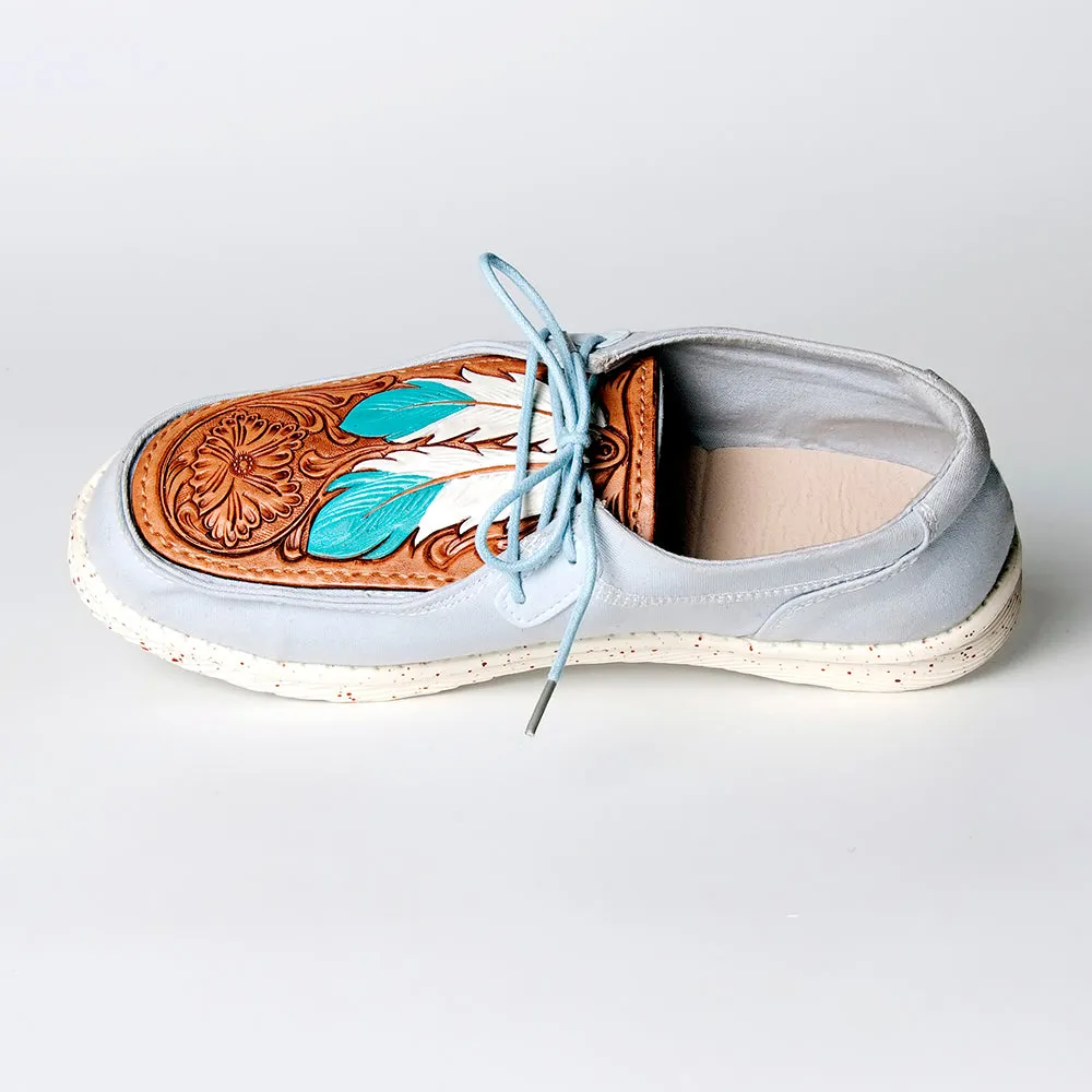 American Darling ADFT133SB3 Hand tooled carved genuine leather trim lightweight shoe footwear slip on