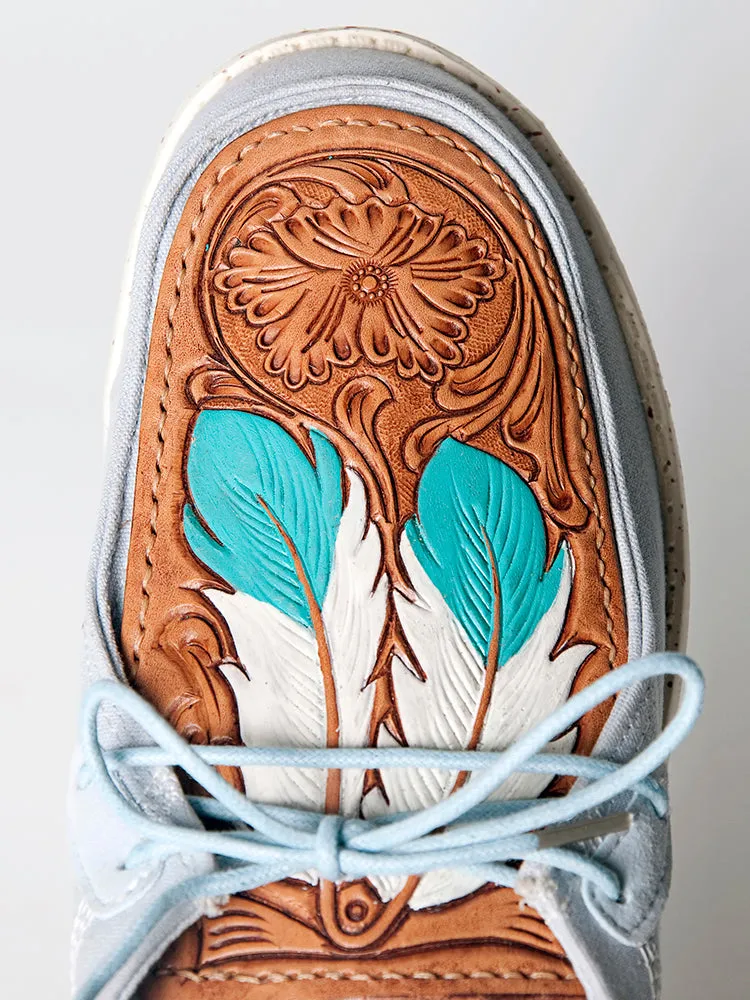 American Darling ADFT133SB3 Hand tooled carved genuine leather trim lightweight shoe footwear slip on