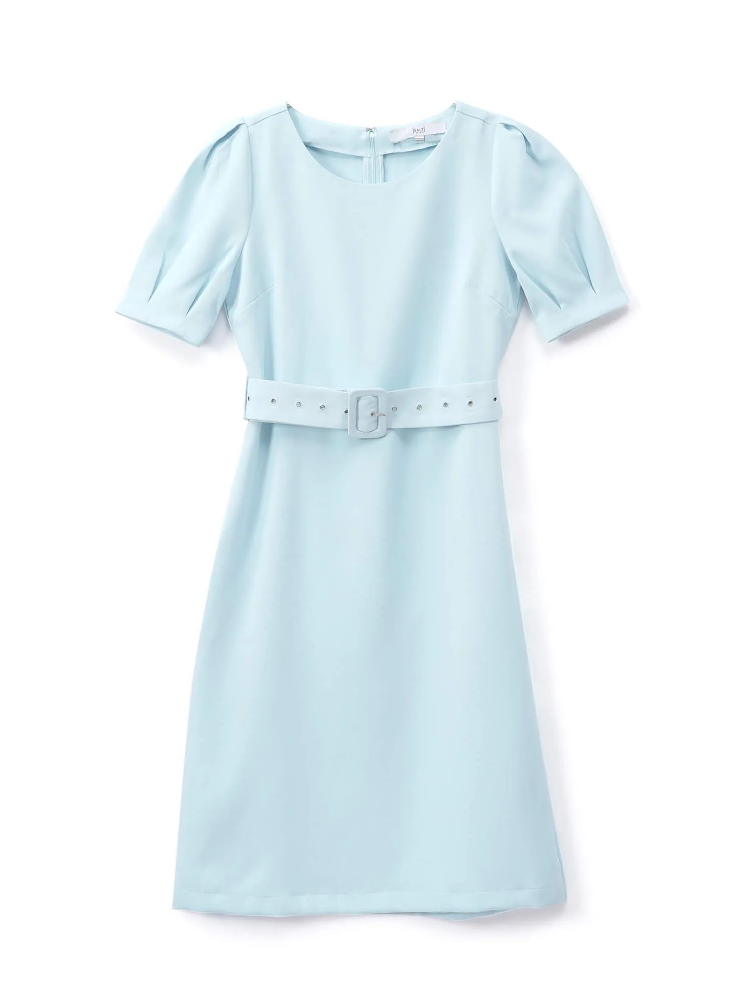 Amy Belted A-Line Dress - Blue