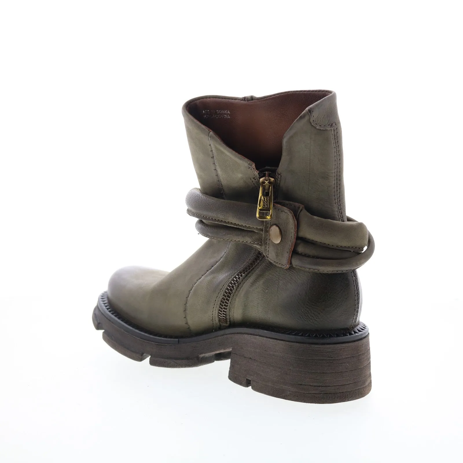 A.S. 98 Linder Womens Green Leather Zipper Casual Dress Boots