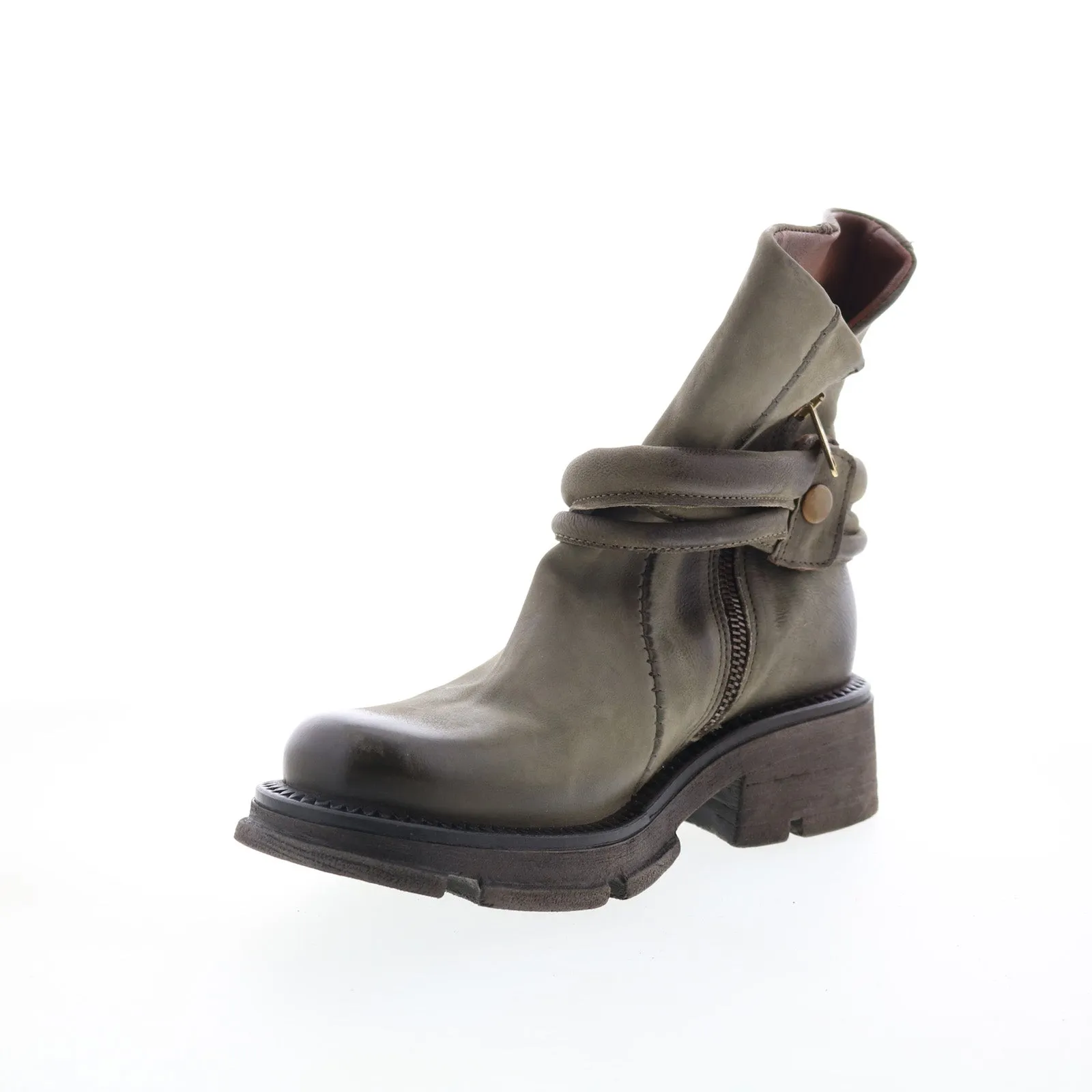 A.S. 98 Linder Womens Green Leather Zipper Casual Dress Boots