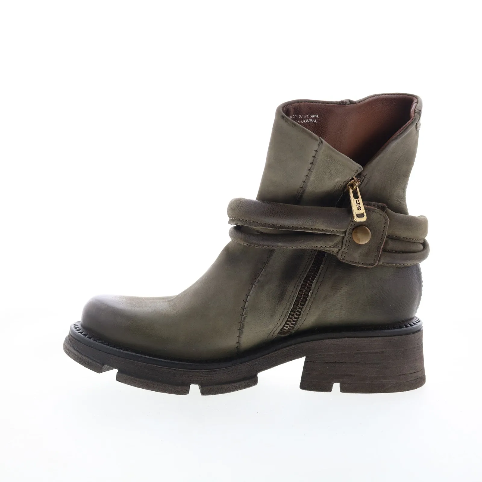 A.S. 98 Linder Womens Green Leather Zipper Casual Dress Boots