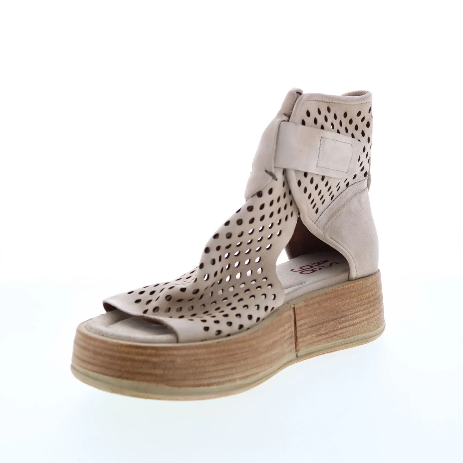 A.S. 98 Prentice A78003-101 Womens Beige Leather Sandals Wedges Shoes