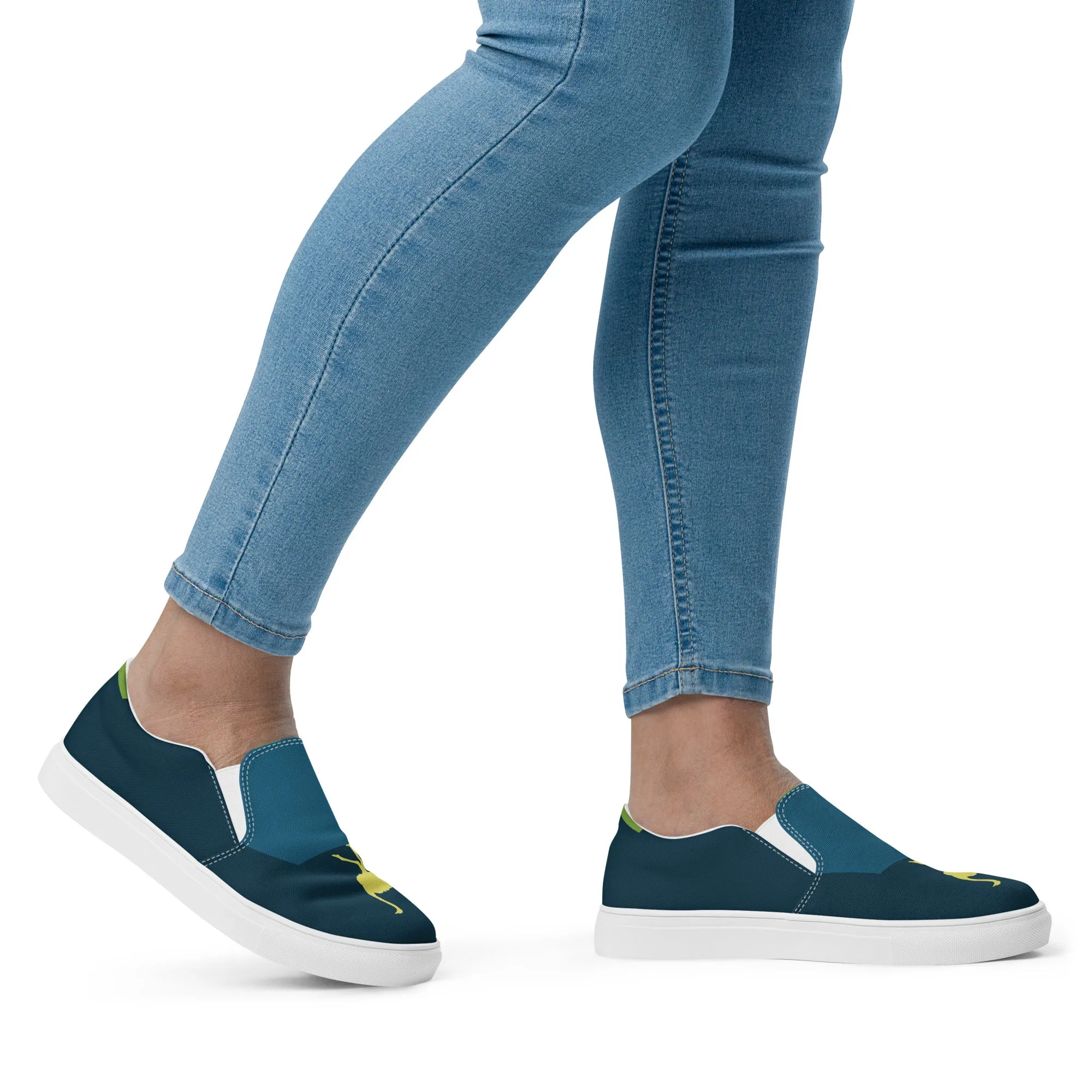 BE YOURSELF Women’s Slip-On Canvas Shoes (Lime Green, Blue)