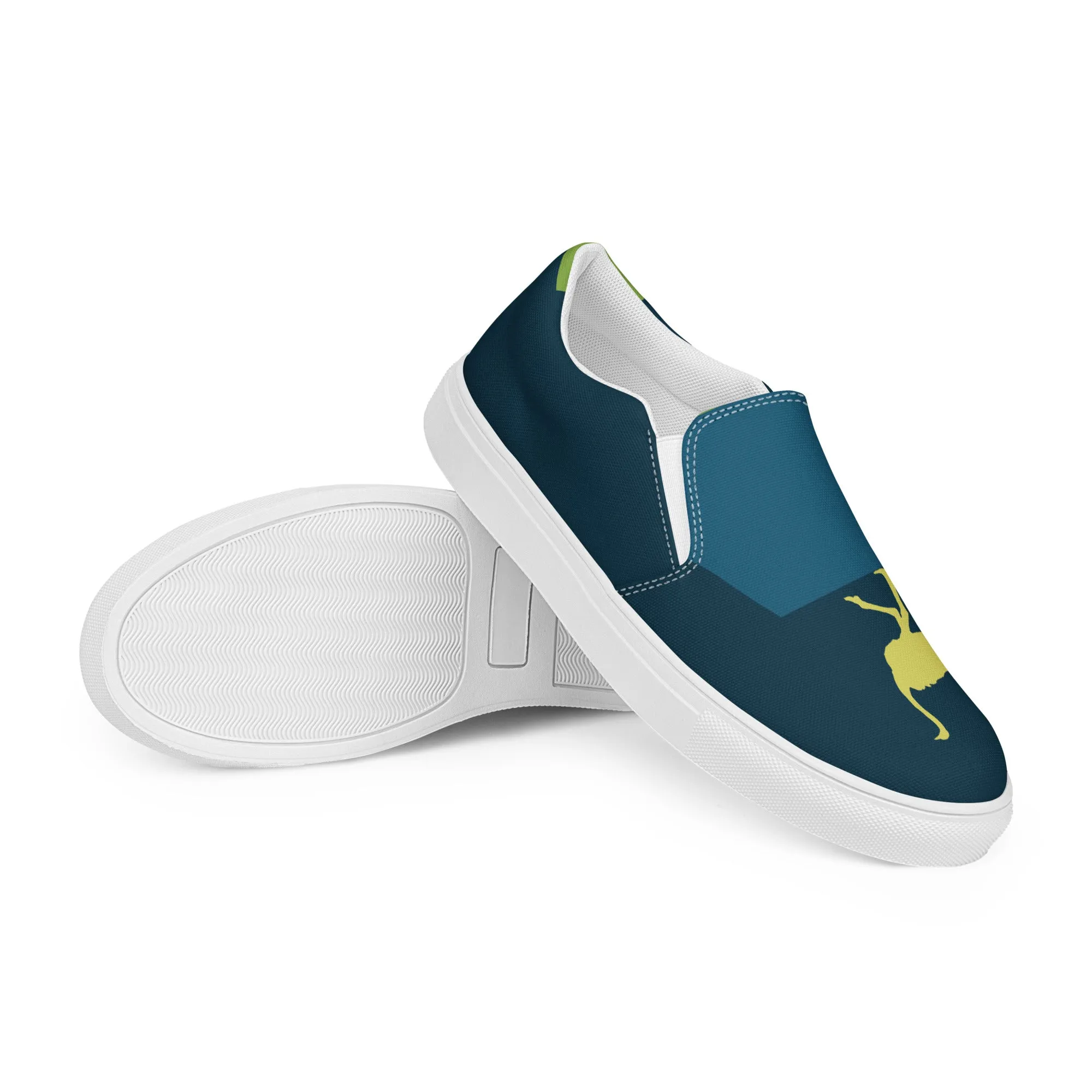 BE YOURSELF Women’s Slip-On Canvas Shoes (Lime Green, Blue)