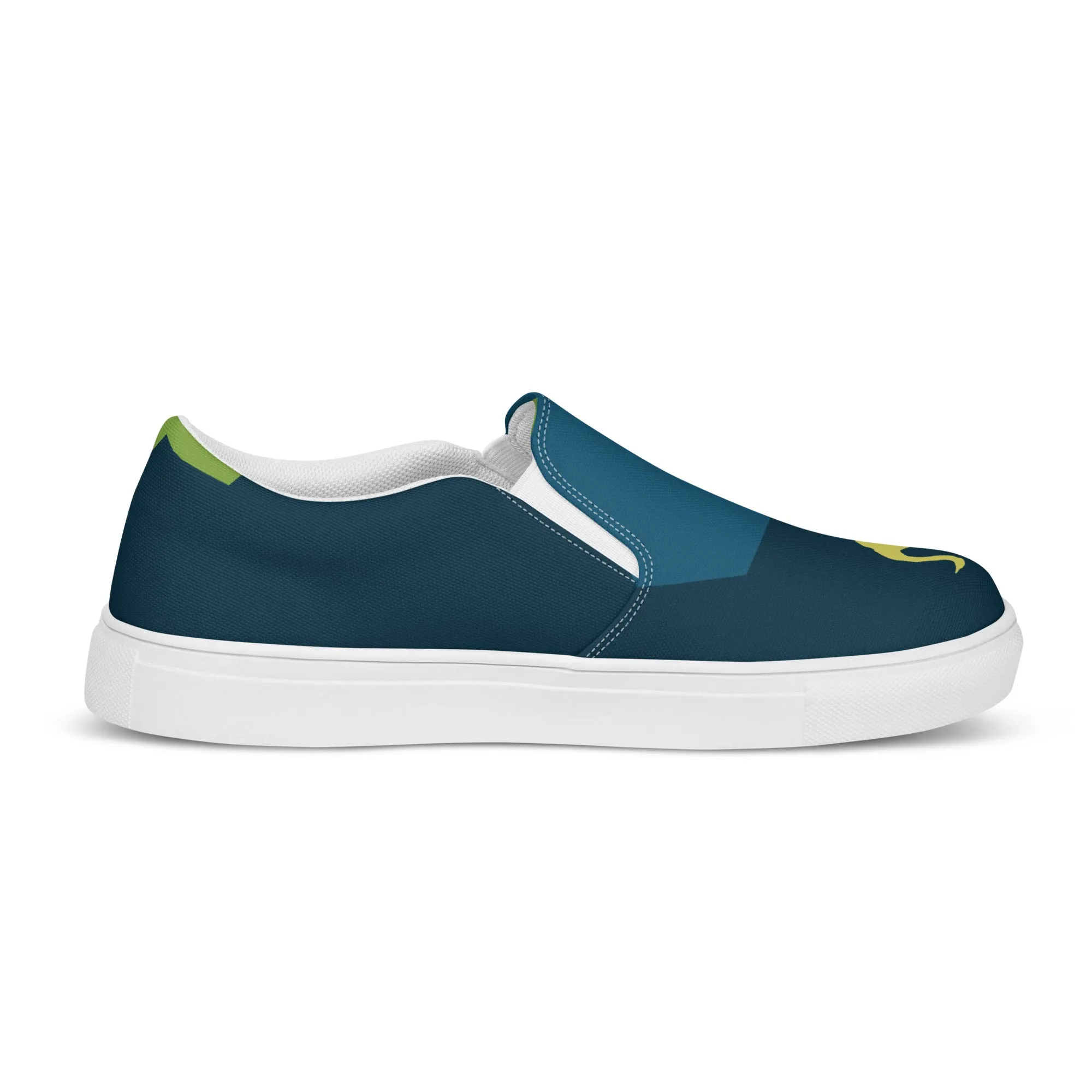 BE YOURSELF Women’s Slip-On Canvas Shoes (Lime Green, Blue)