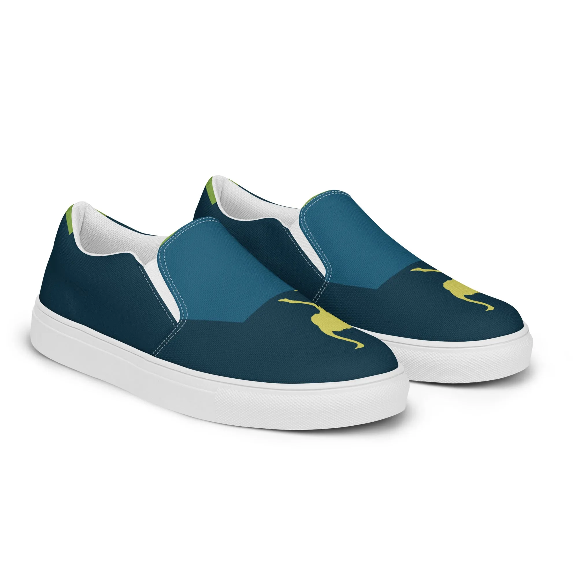 BE YOURSELF Women’s Slip-On Canvas Shoes (Lime Green, Blue)