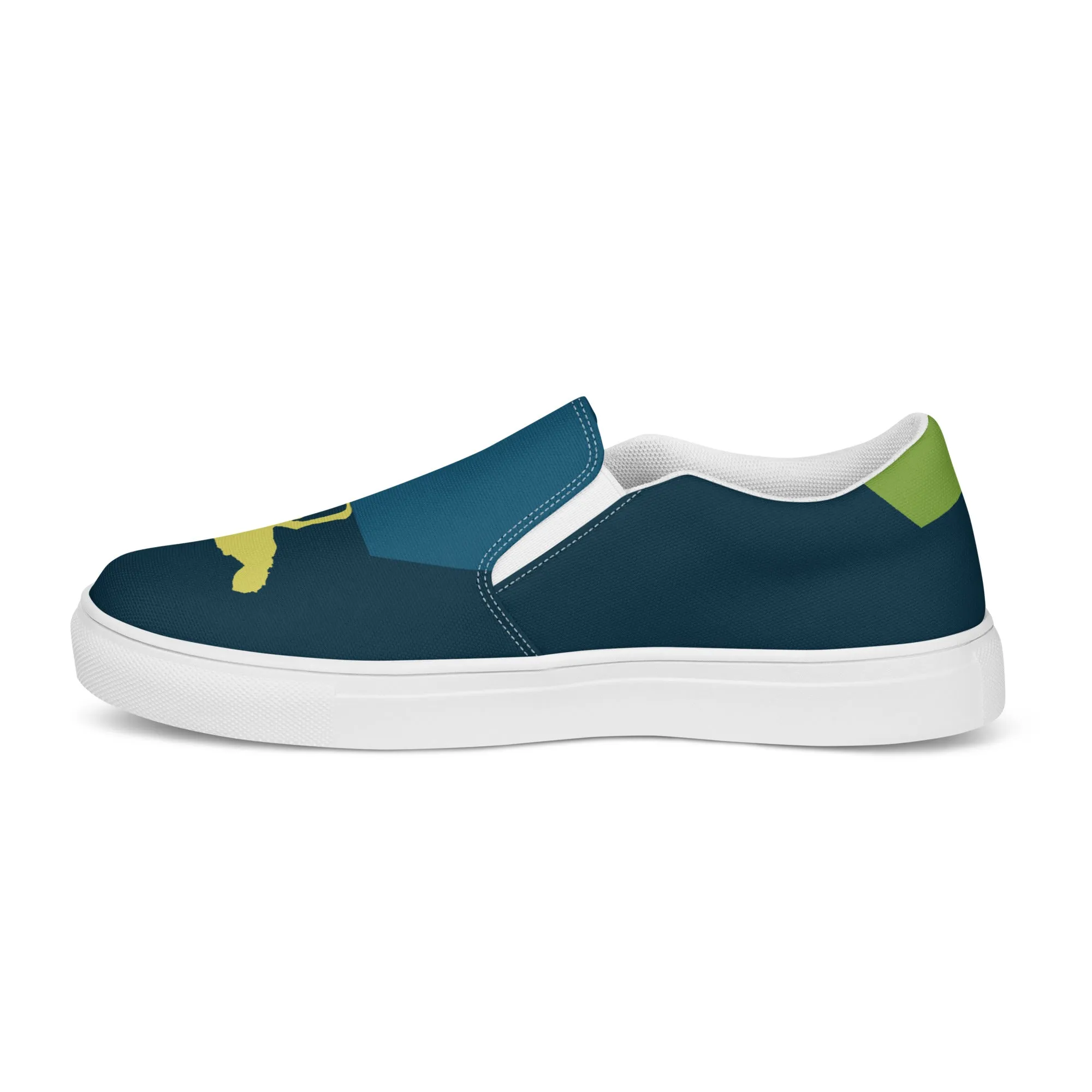 BE YOURSELF Women’s Slip-On Canvas Shoes (Lime Green, Blue)