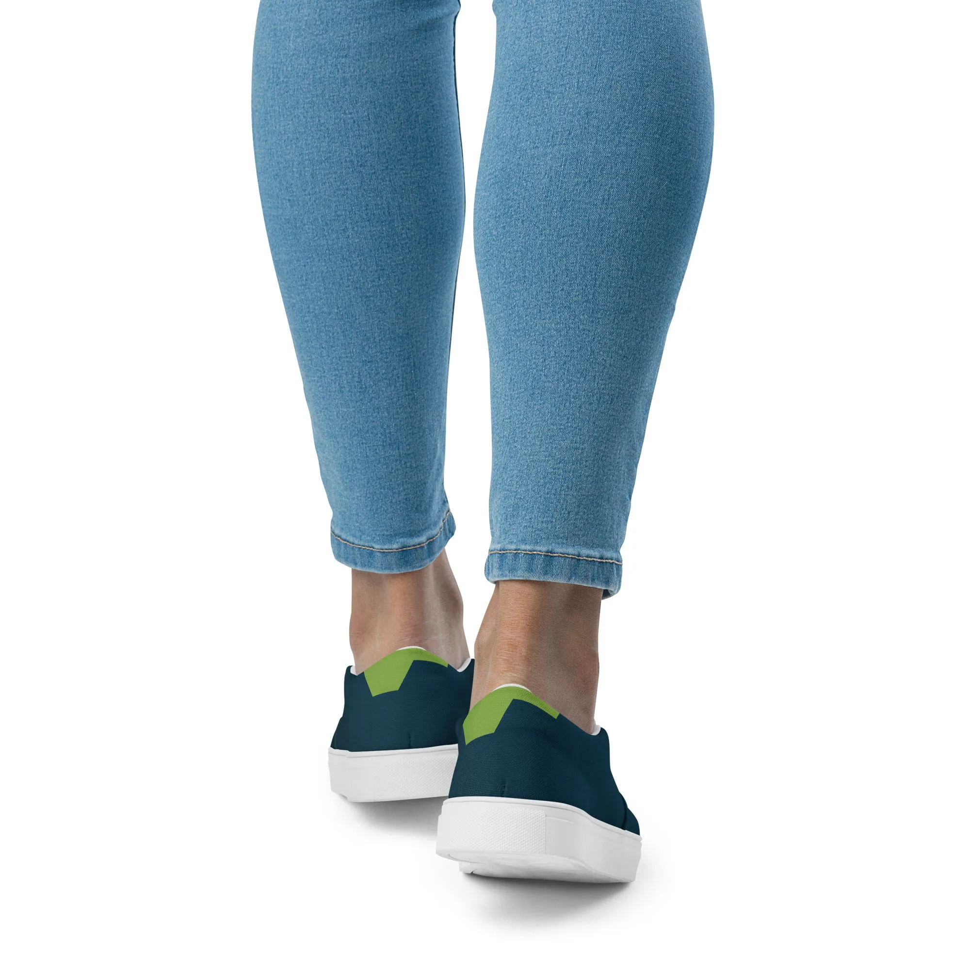 BE YOURSELF Women’s Slip-On Canvas Shoes (Lime Green, Blue)