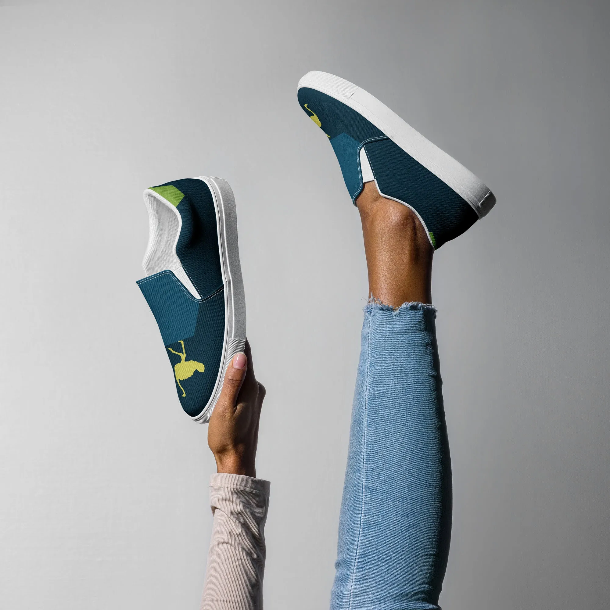 BE YOURSELF Women’s Slip-On Canvas Shoes (Lime Green, Blue)