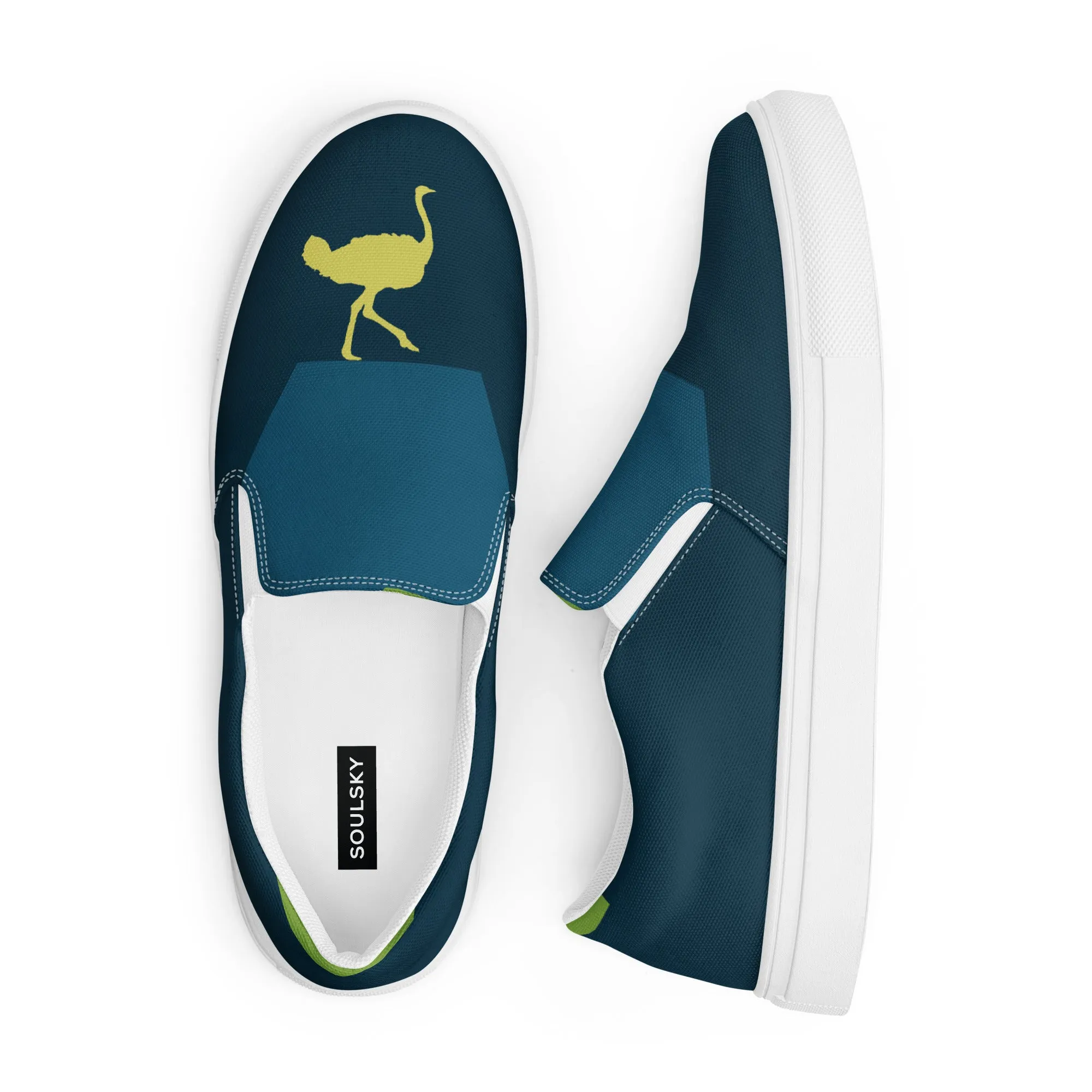 BE YOURSELF Women’s Slip-On Canvas Shoes (Lime Green, Blue)