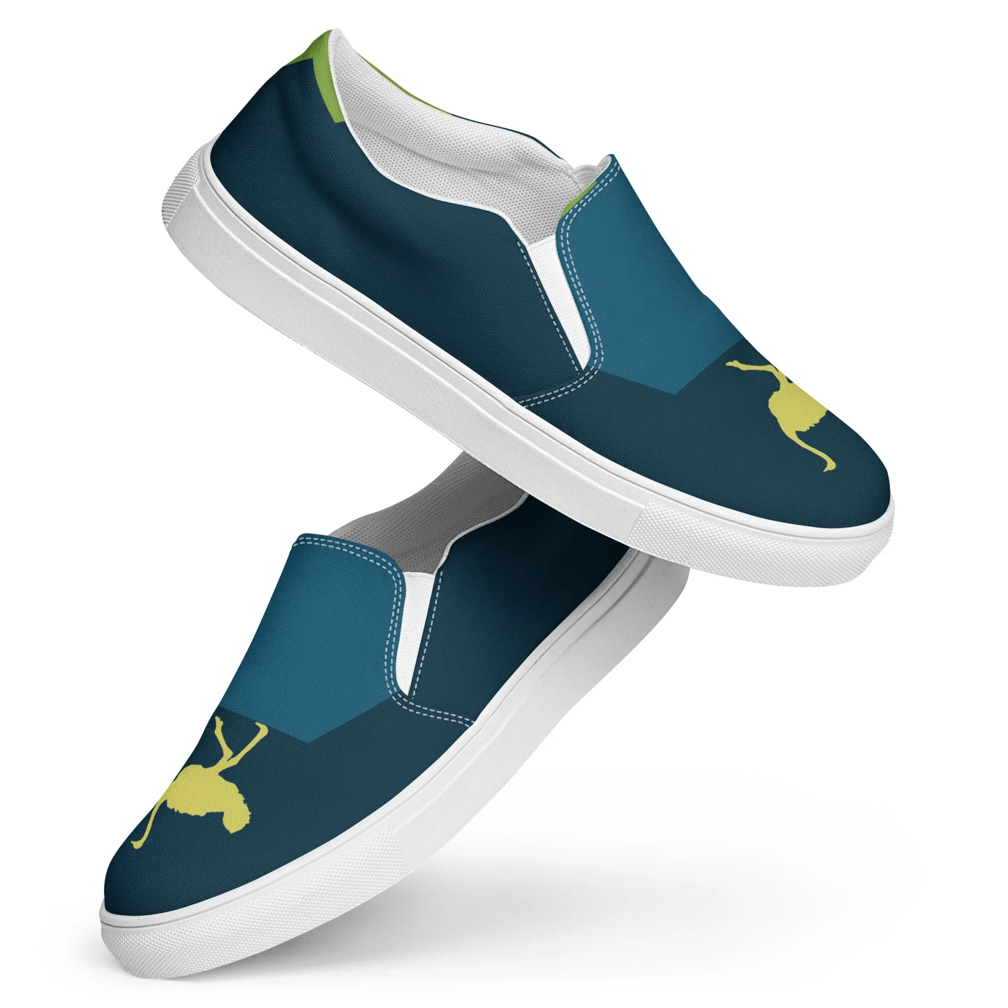 BE YOURSELF Women’s Slip-On Canvas Shoes (Lime Green, Blue)
