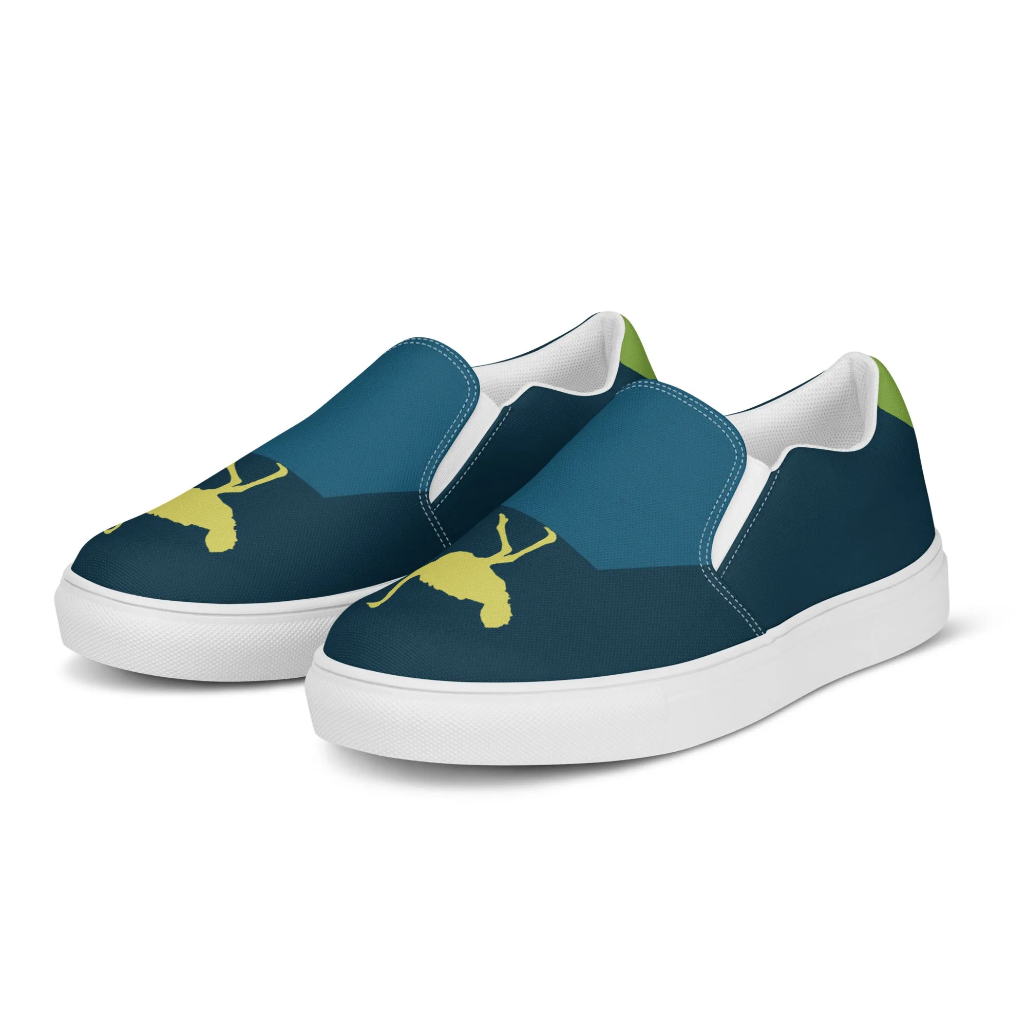 BE YOURSELF Women’s Slip-On Canvas Shoes (Lime Green, Blue)