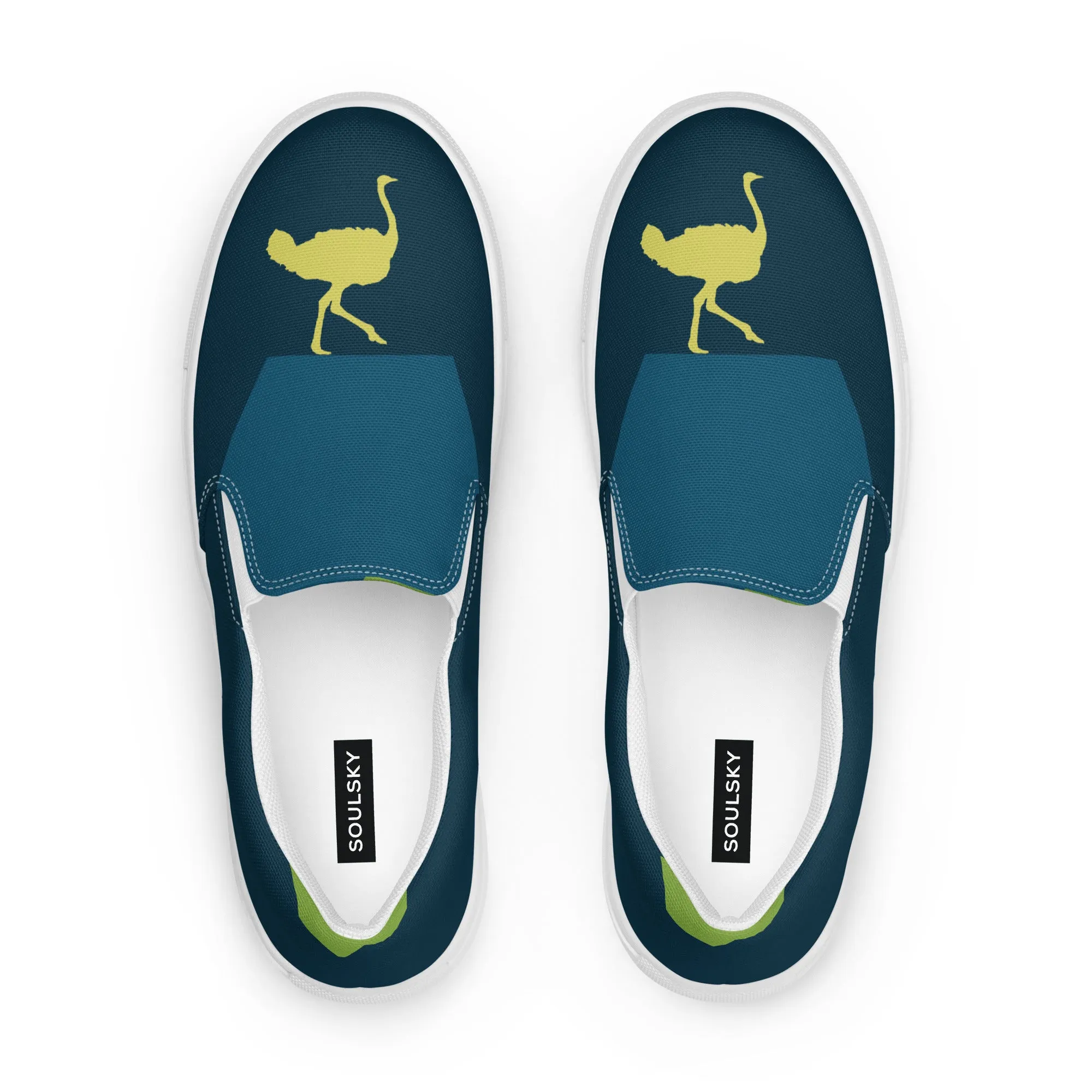 BE YOURSELF Women’s Slip-On Canvas Shoes (Lime Green, Blue)