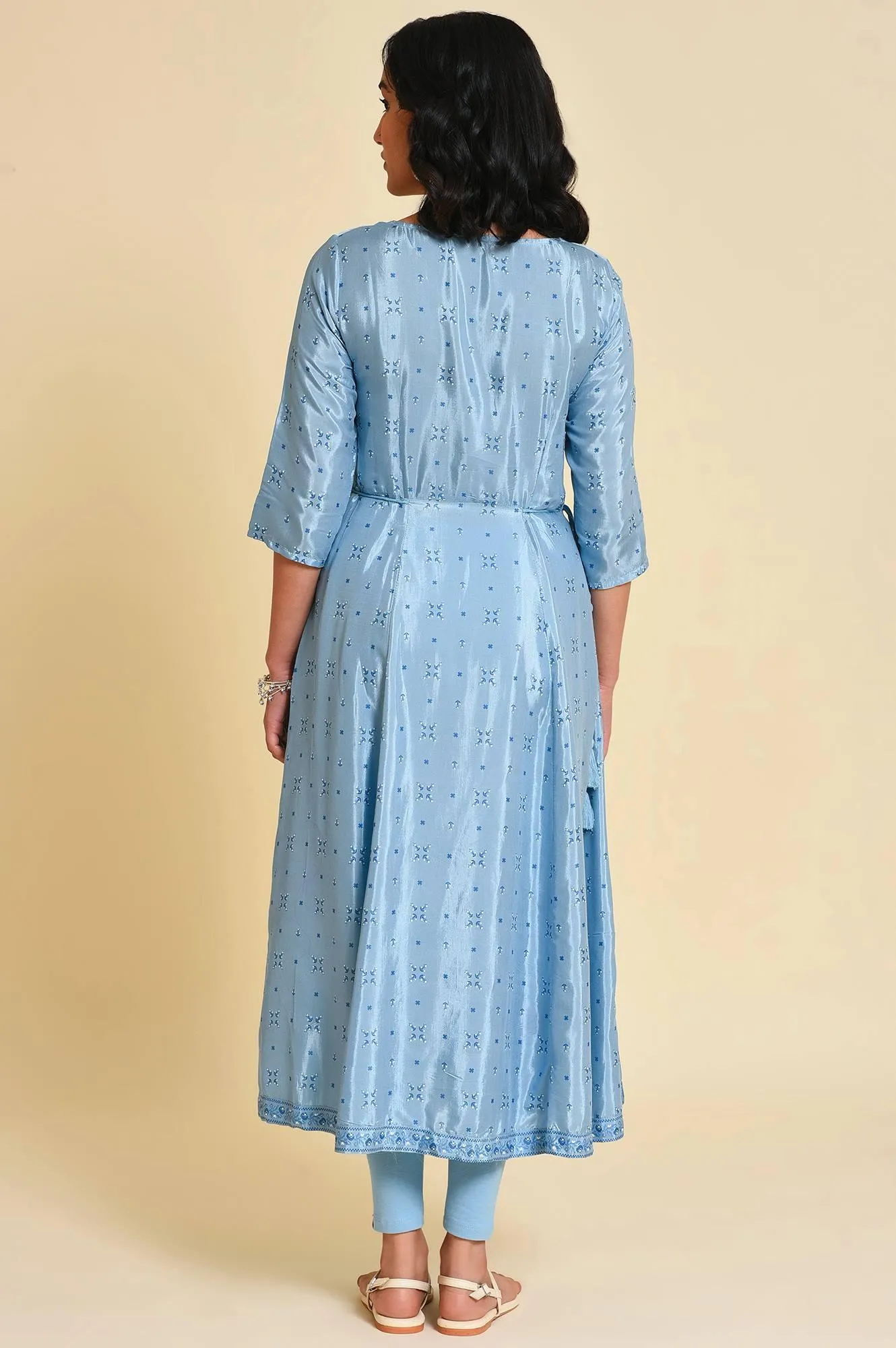 Blue Sequined Shantung kurta