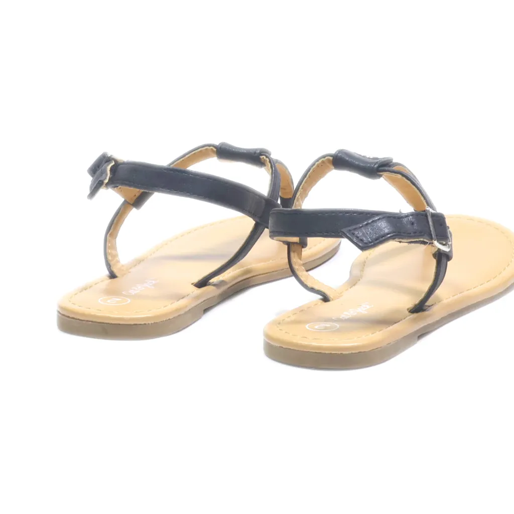 Cat & Jack Flat Sandals Leather Black Colour For Kids