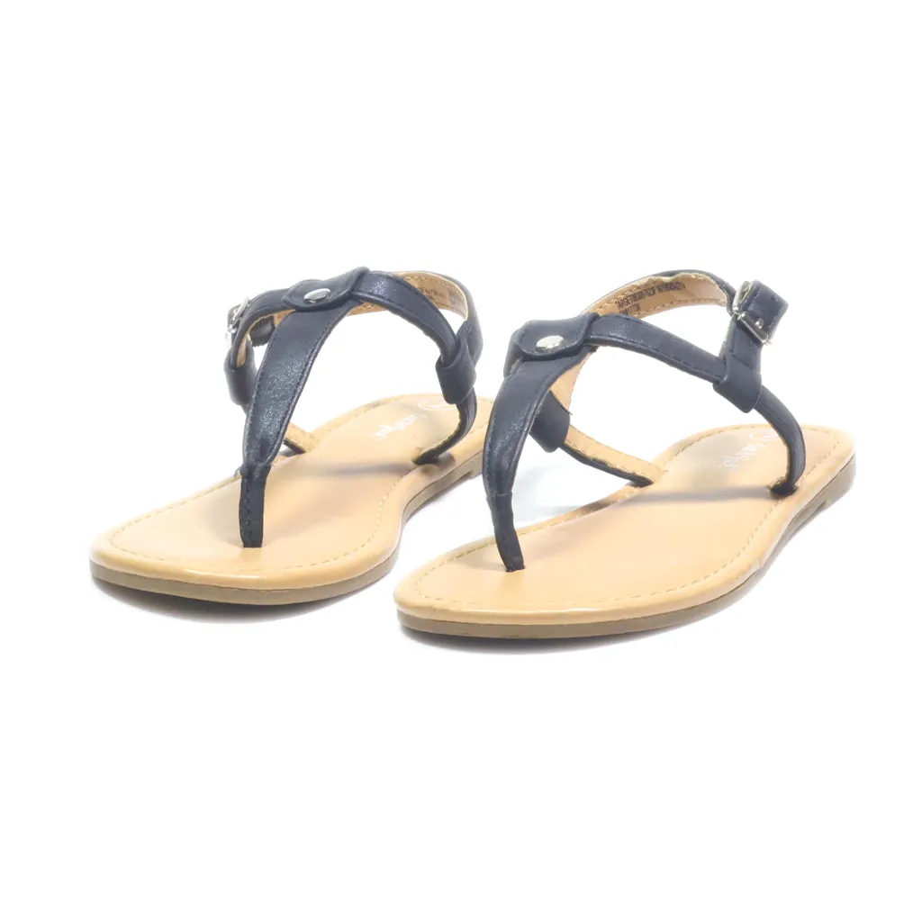 Cat & Jack Flat Sandals Leather Black Colour For Kids