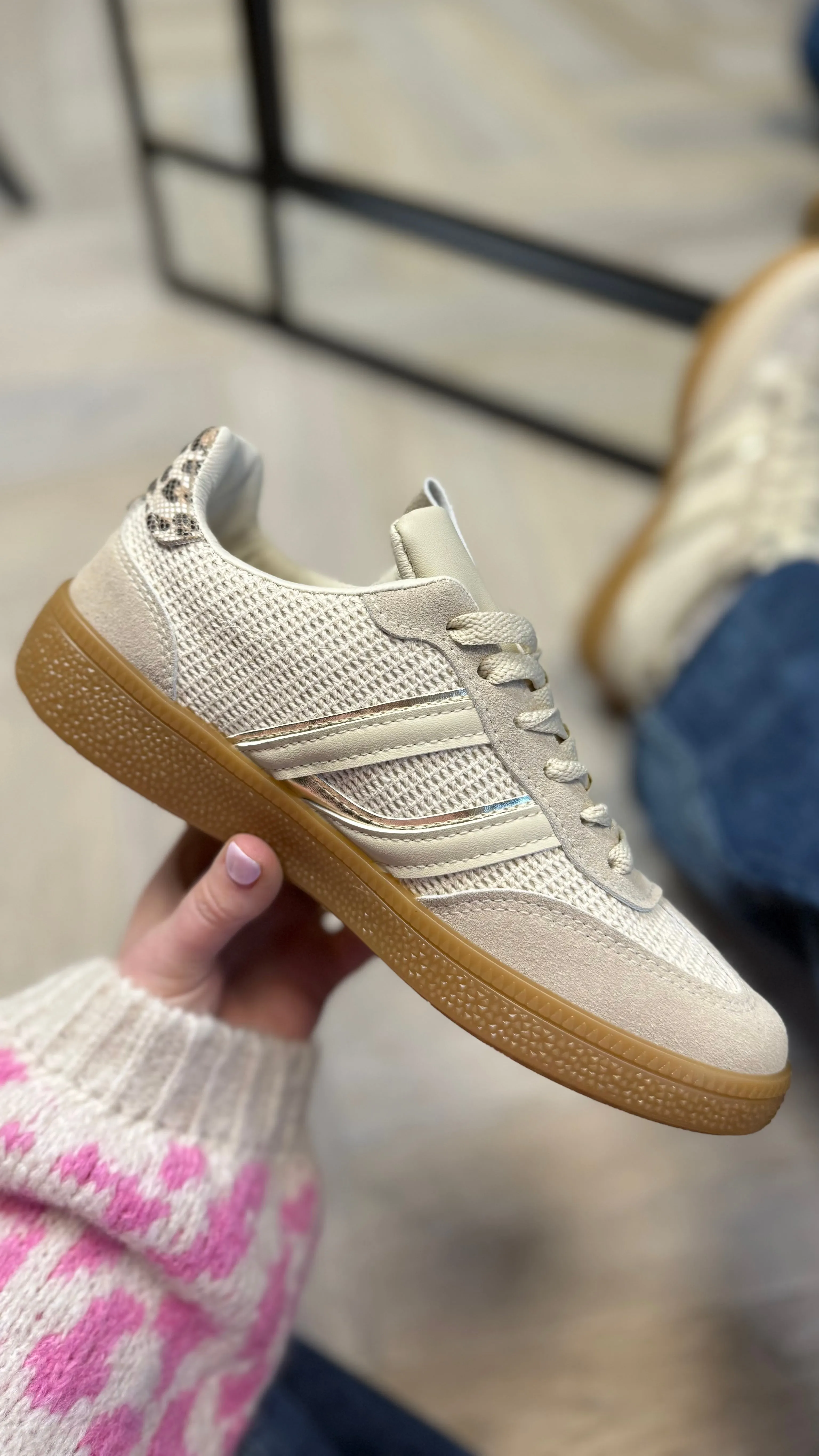 Charley Beige With Leopard Detail Trainers