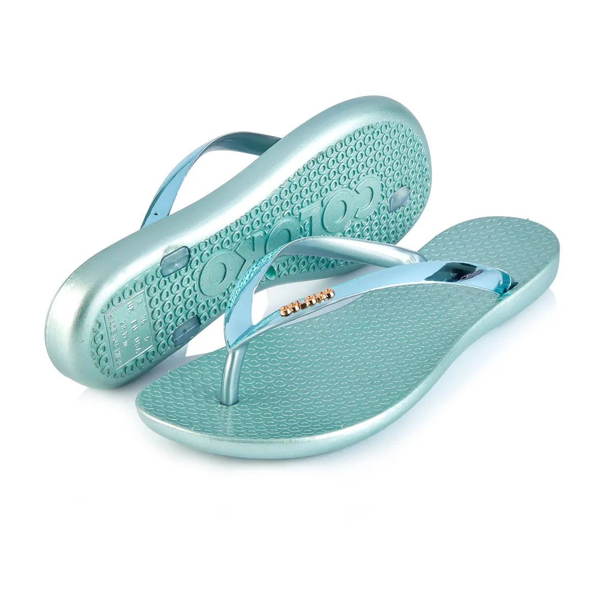 Coloko Dahlia Chrome Metallic Ergonomic Footbed Flip-Flops (Rose Silver Gold Pewter Green or Purple!)