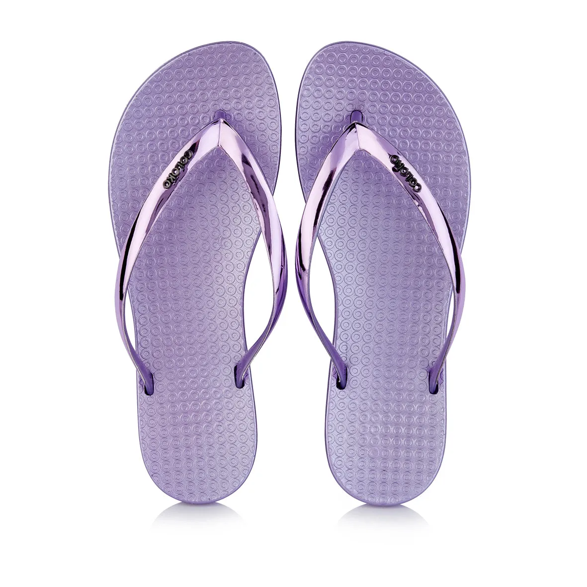 Coloko Dahlia Chrome Metallic Ergonomic Footbed Flip-Flops (Rose Silver Gold Pewter Green or Purple!)