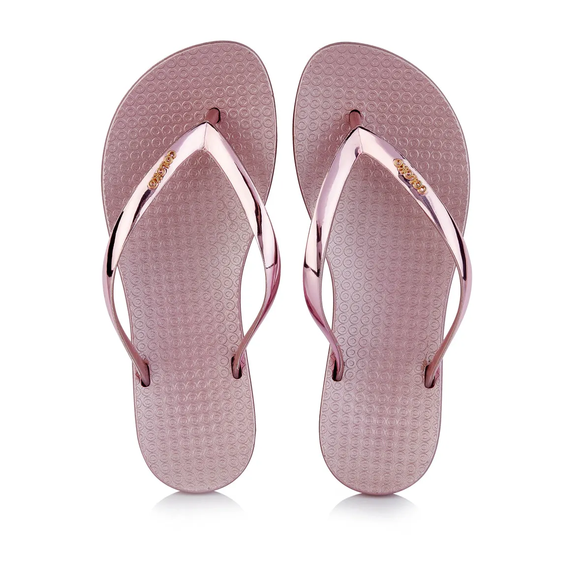Coloko Dahlia Chrome Metallic Ergonomic Footbed Flip-Flops (Rose Silver Gold Pewter Green or Purple!)