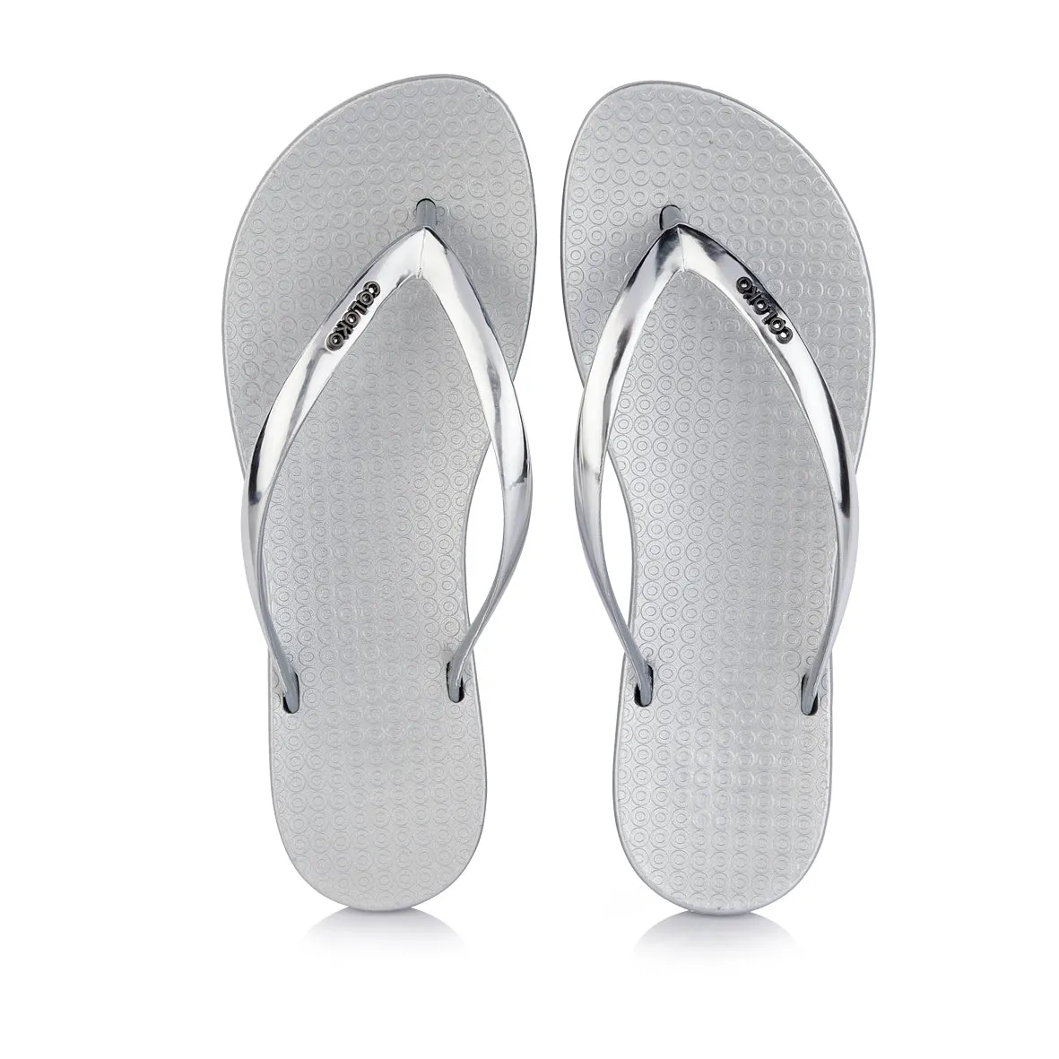 Coloko Dahlia Chrome Metallic Ergonomic Footbed Flip-Flops (Rose Silver Gold Pewter Green or Purple!)