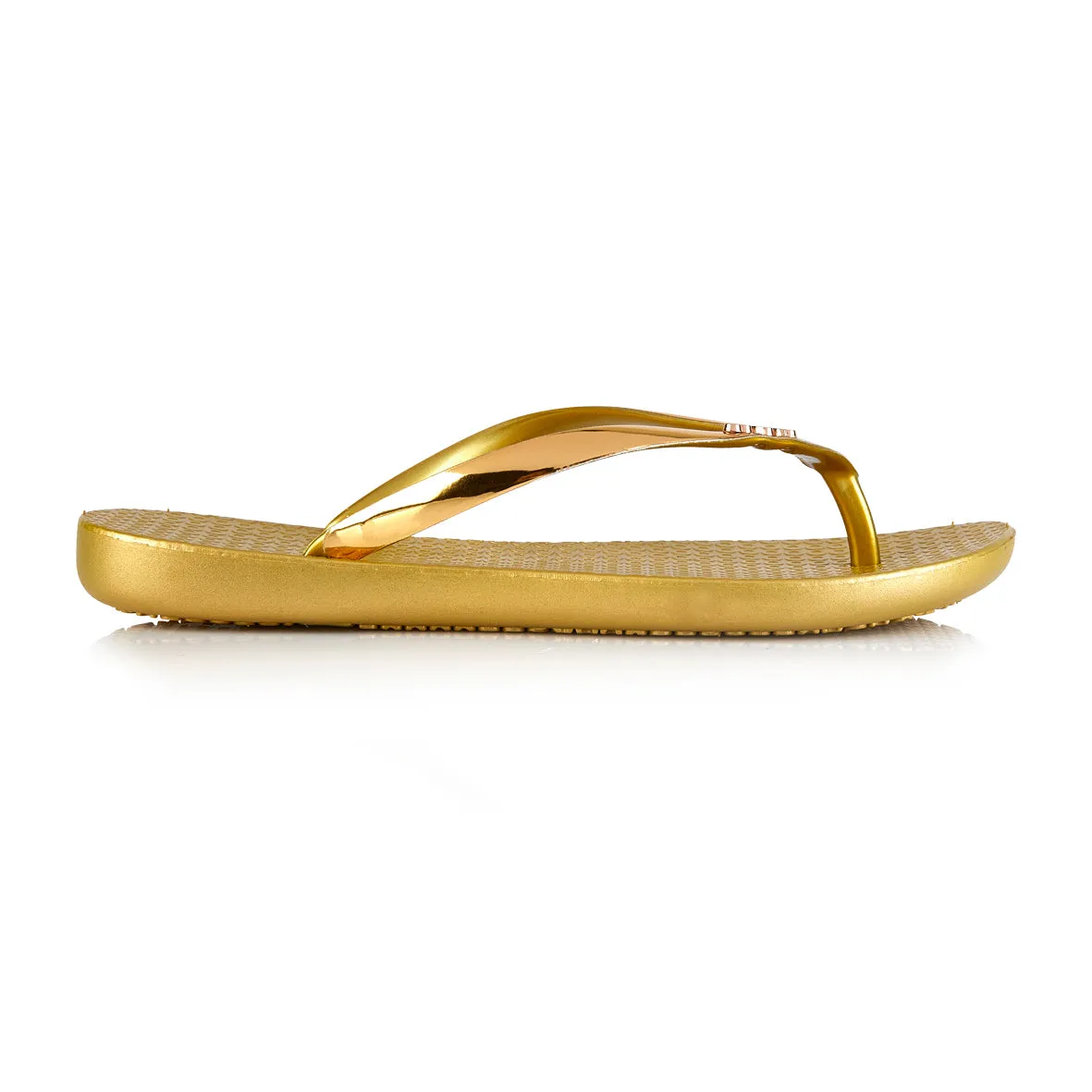 Coloko Dahlia Chrome Metallic Gold Ergonomic Footbed Flip Flops