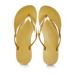 Coloko Dahlia Chrome Metallic Gold Ergonomic Footbed Flip Flops