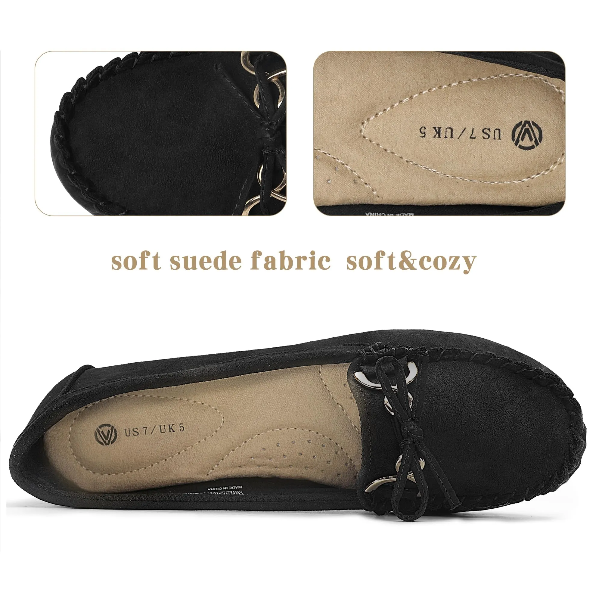 Comfortable Bowknot Driving Loafers Women's Slip On Flats for Casual Walking, Penny Style, Soft Upper, Breathable Insole, Anti-Slip Outsole, Easy to Wear