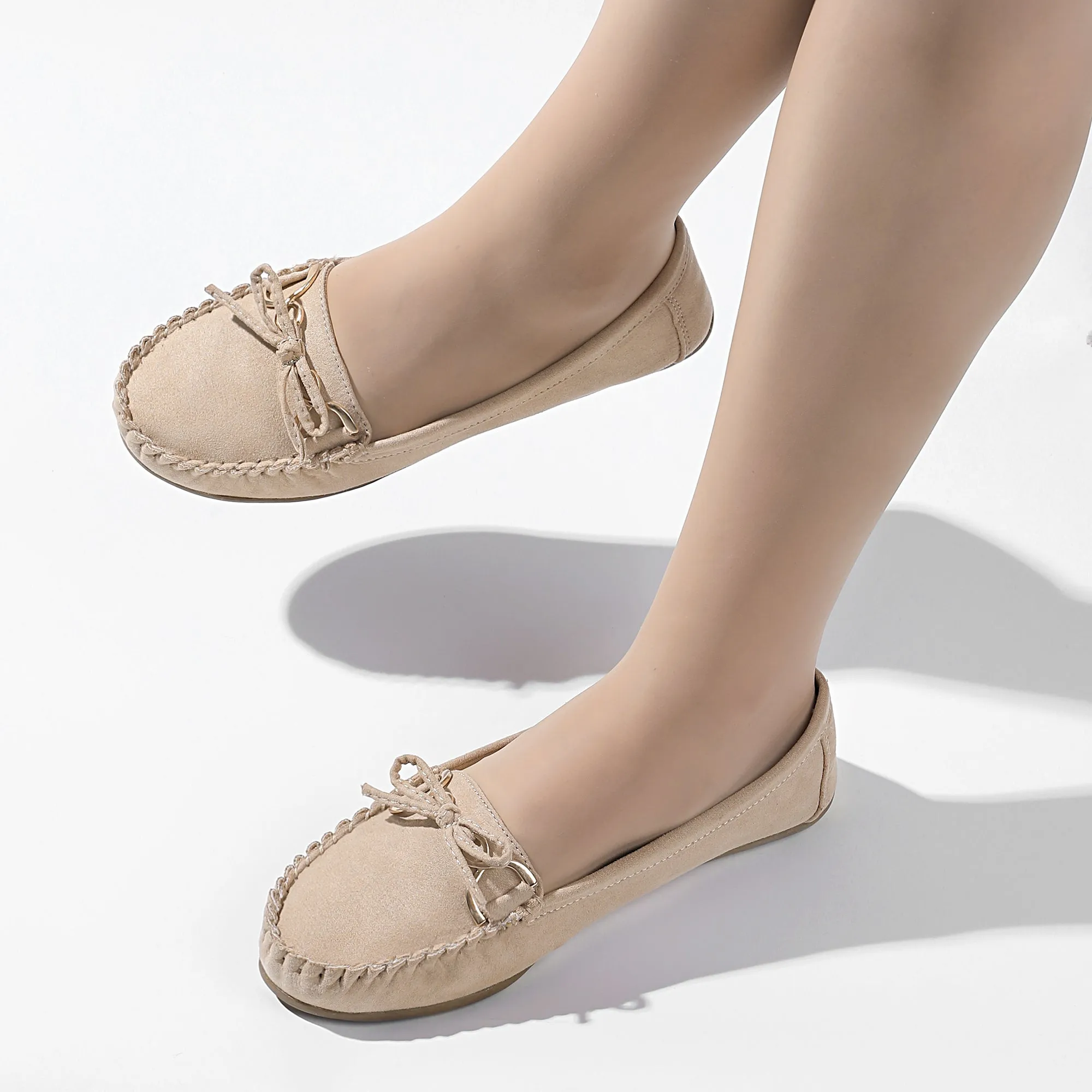 Comfortable Bowknot Driving Loafers Women's Slip On Flats for Casual Walking, Penny Style, Soft Upper, Breathable Insole, Anti-Slip Outsole, Easy to Wear
