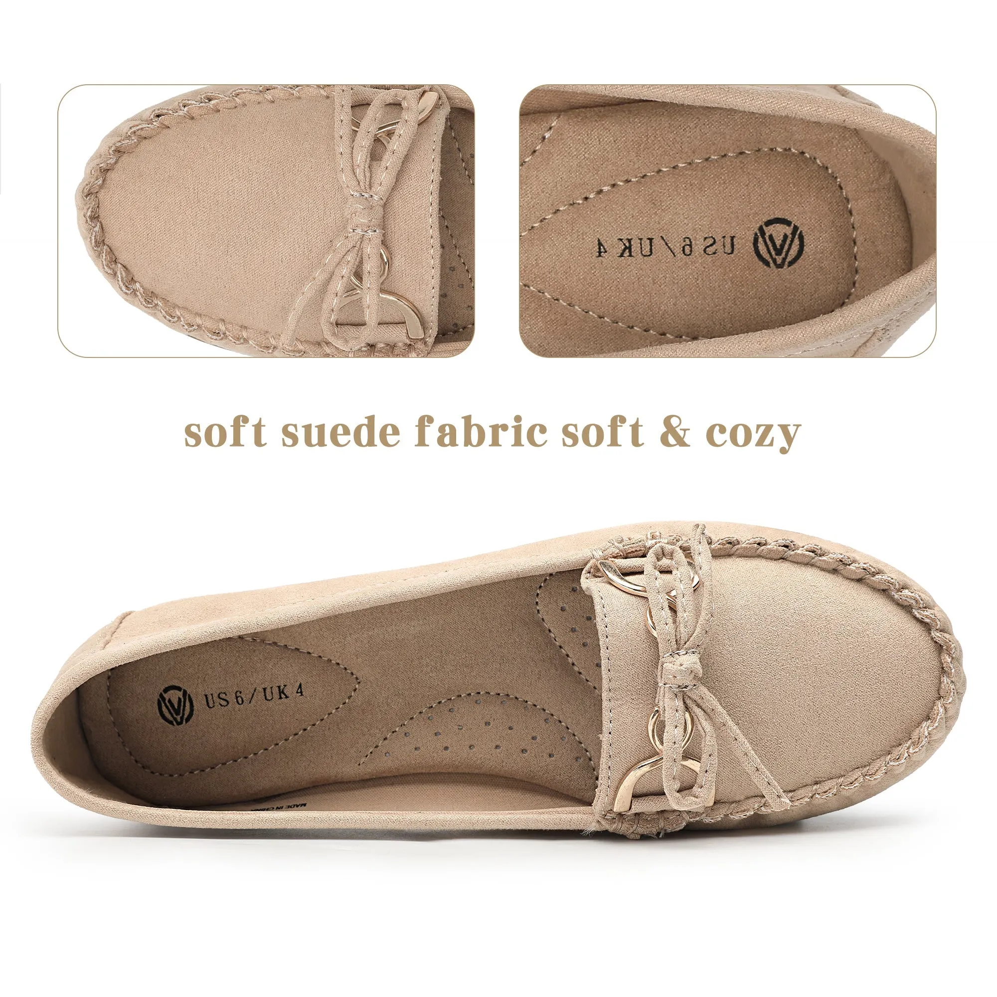 Comfortable Bowknot Driving Loafers Women's Slip On Flats for Casual Walking, Penny Style, Soft Upper, Breathable Insole, Anti-Slip Outsole, Easy to Wear