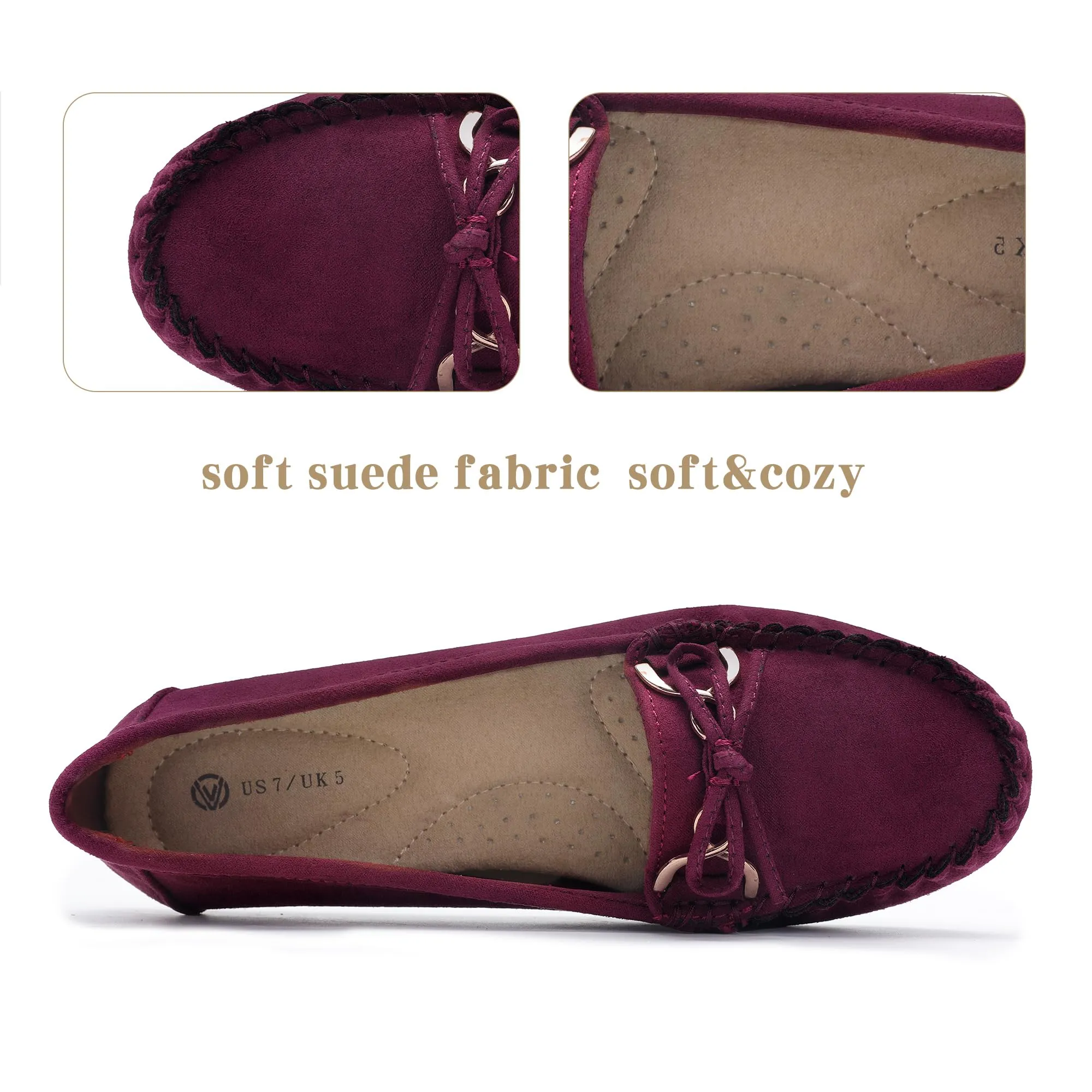 Comfortable Bowknot Driving Loafers Women's Slip On Flats for Casual Walking, Penny Style, Soft Upper, Breathable Insole, Anti-Slip Outsole, Easy to Wear