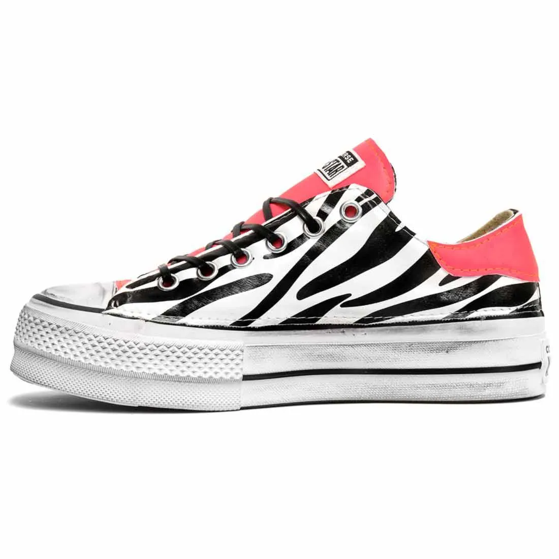 Converse All Star Basse con suola Platform Zebrate e Rosa Fluo