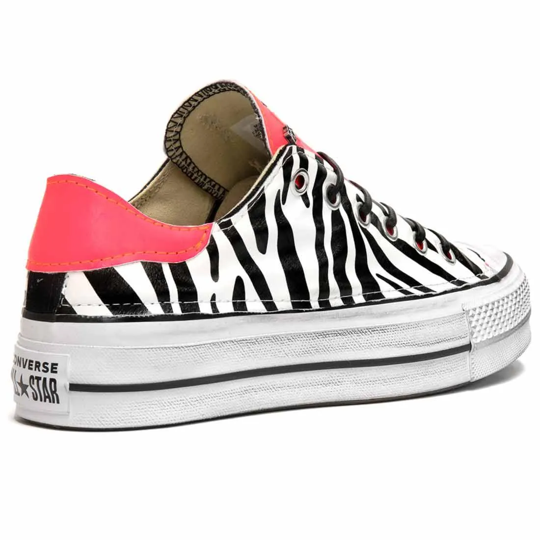 Converse All Star Basse con suola Platform Zebrate e Rosa Fluo