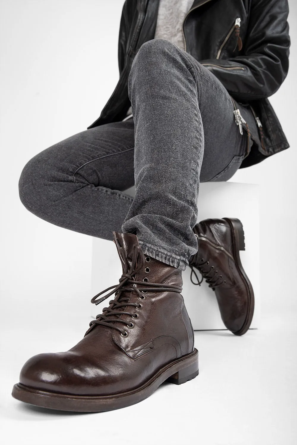 CURZON raw-timber military boots.