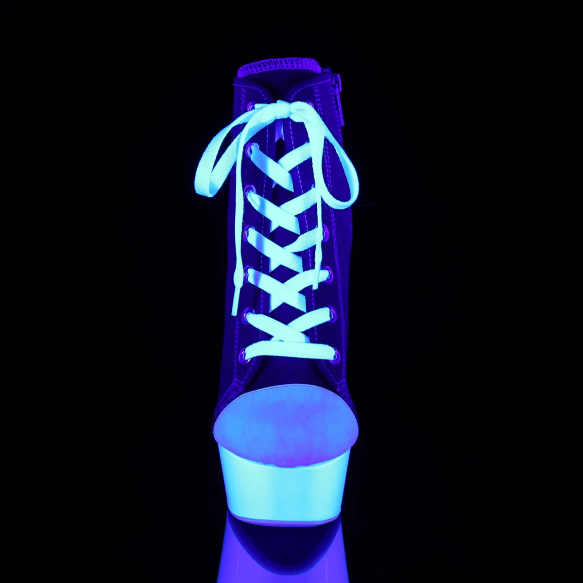 DELIGHT-600SK-02 Pleaser Red Canvas/Neon White Sexy Platform Shoes (Pole Dancing Heels)