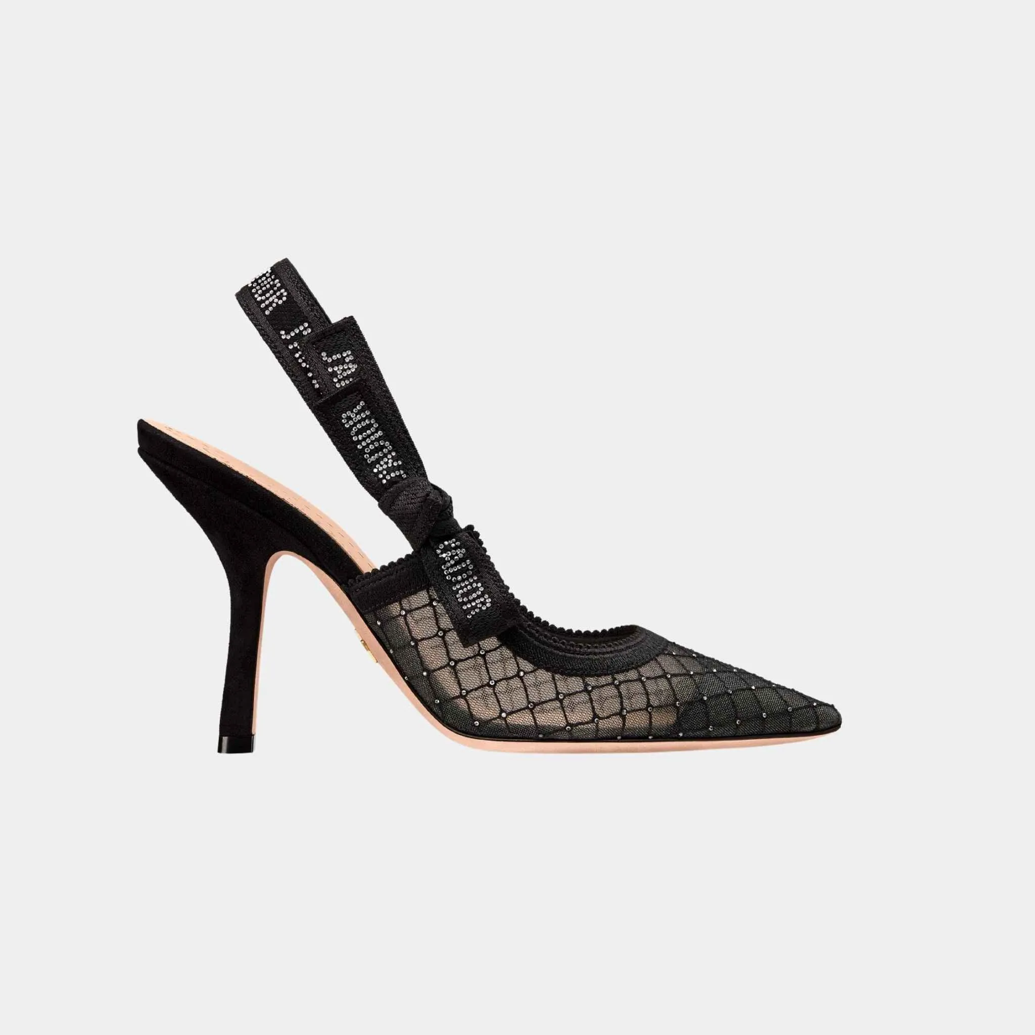 Dior JAdior Slingback Pump Black Transparent Mesh Silver Tone Strass