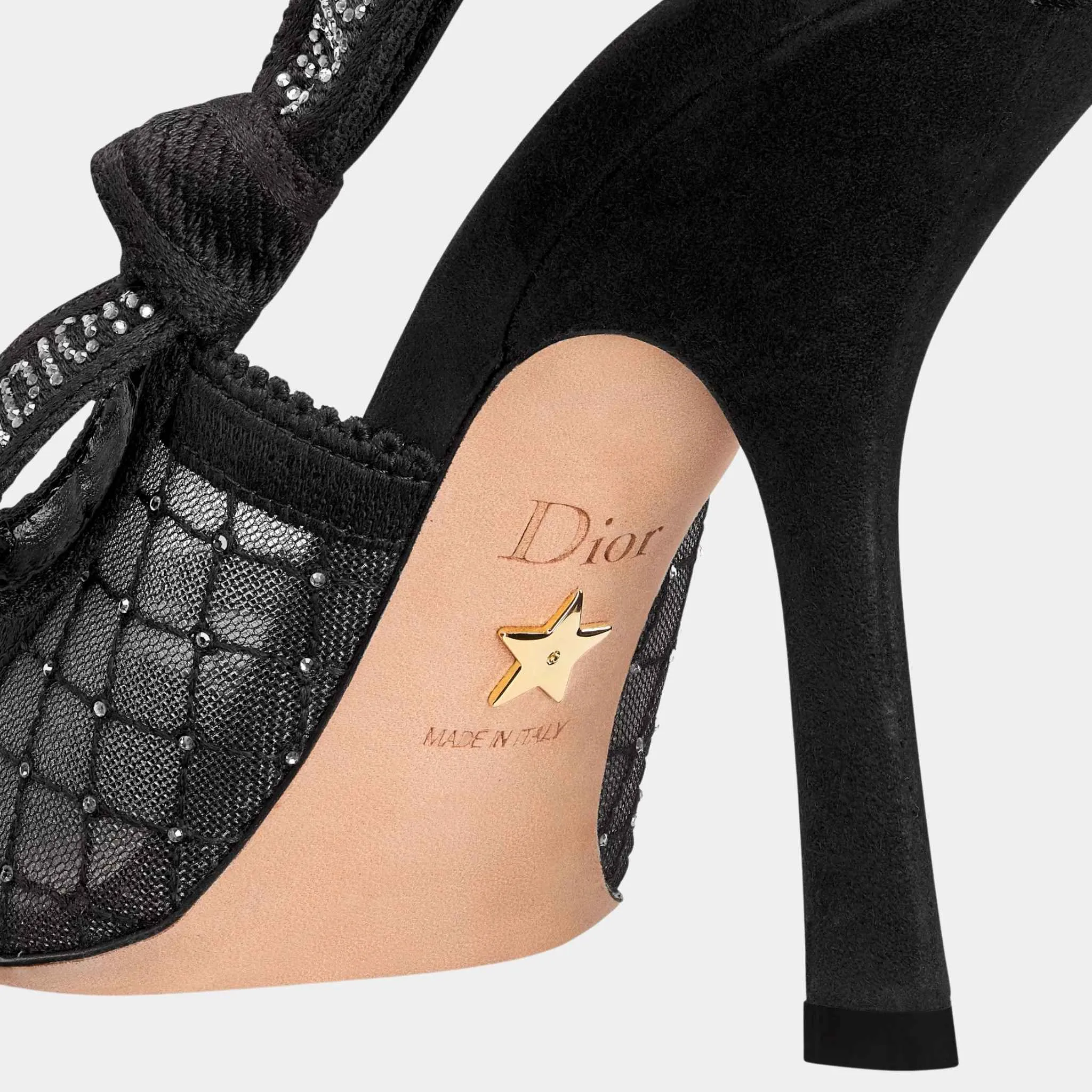 Dior JAdior Slingback Pump Black Transparent Mesh Silver Tone Strass