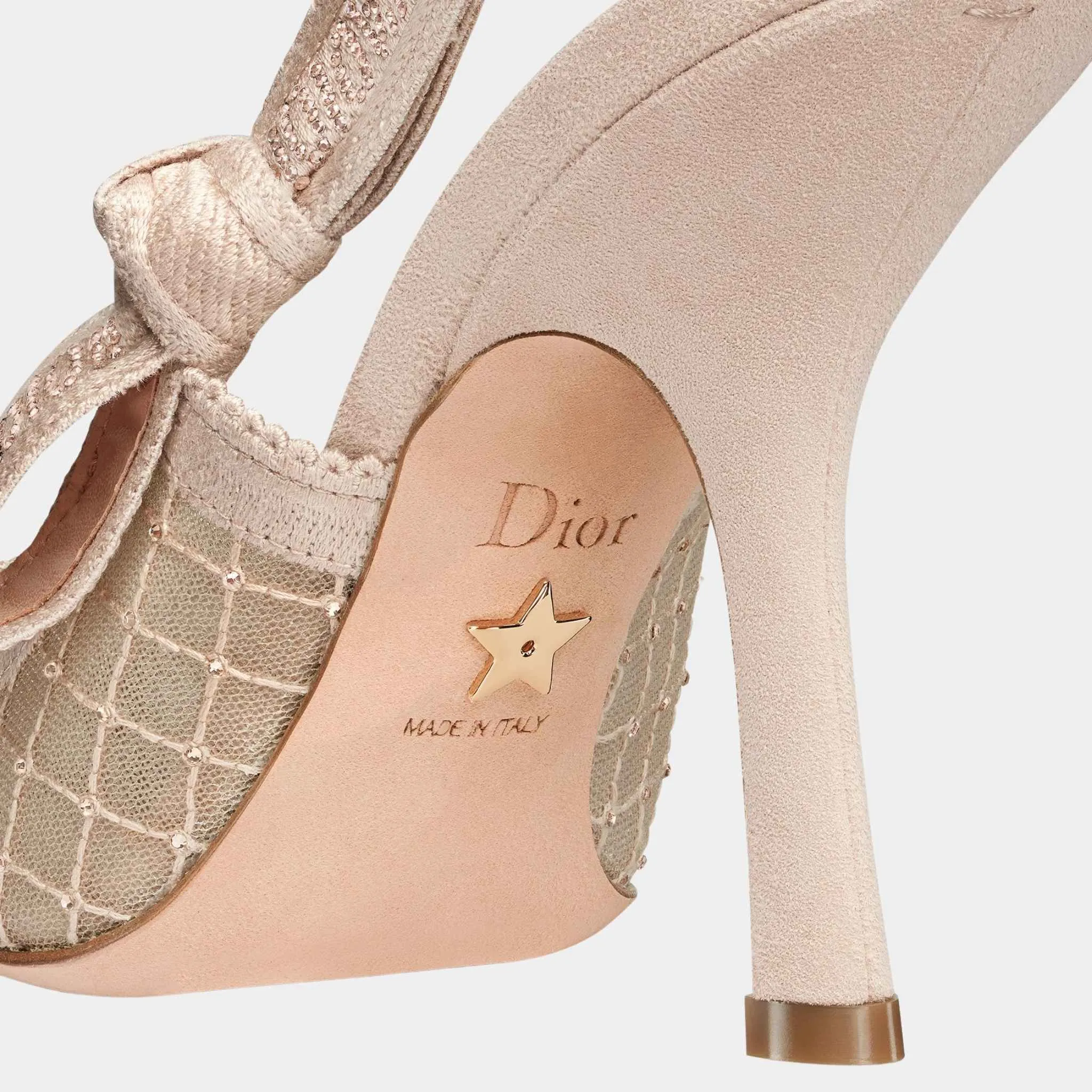 Dior JAdior Slingback Pump Transparent Mesh With Nude Strass