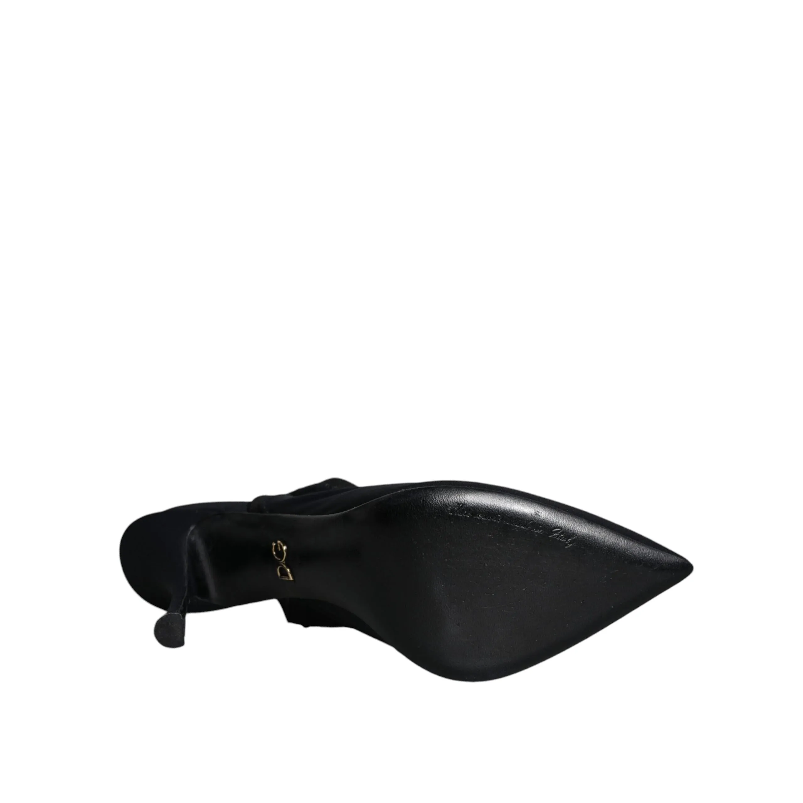 Dolce & Gabbana Black Jersey Stretch Heels Slingback Shoes