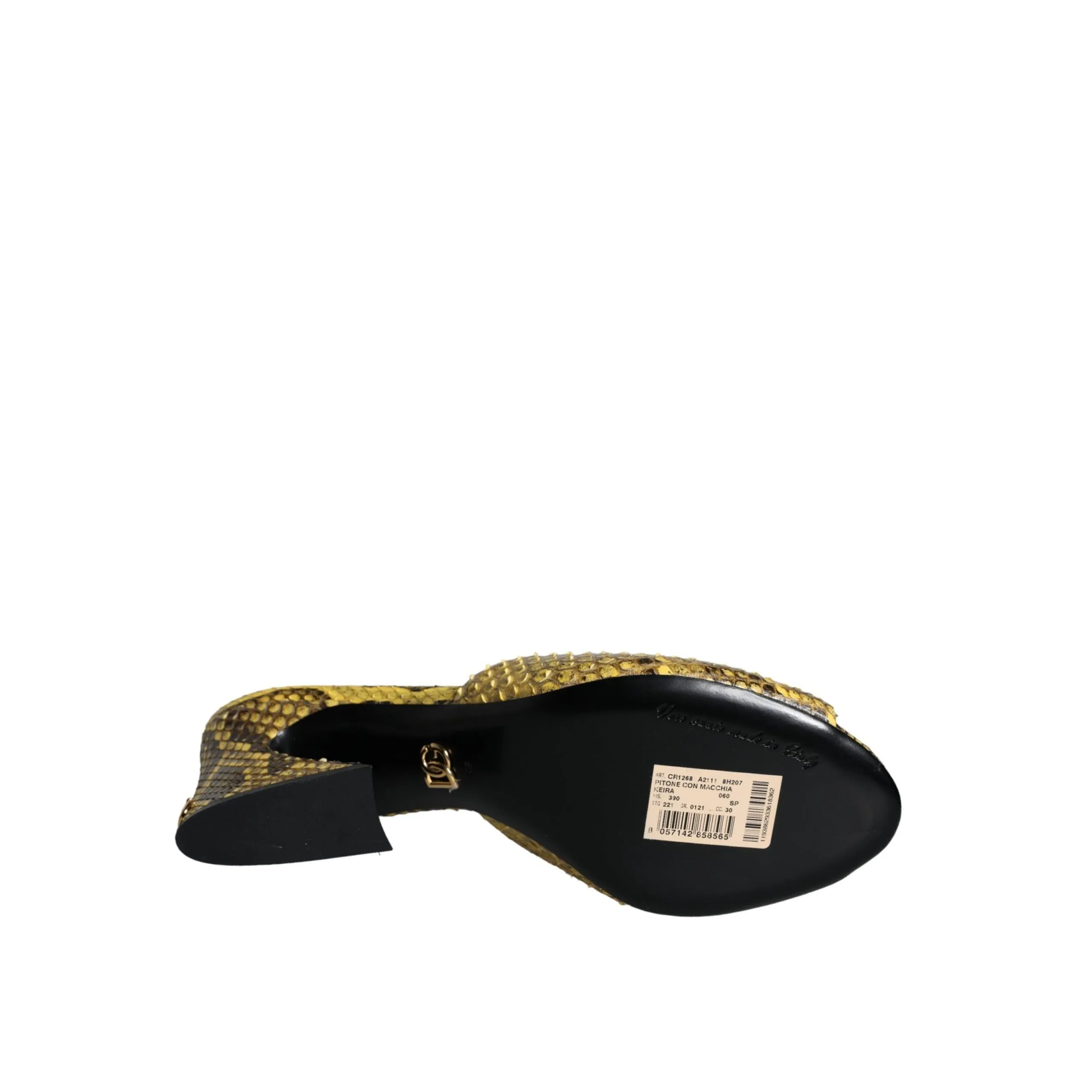 Dolce & Gabbana Yellow Leather Block Heels Slides Shoes