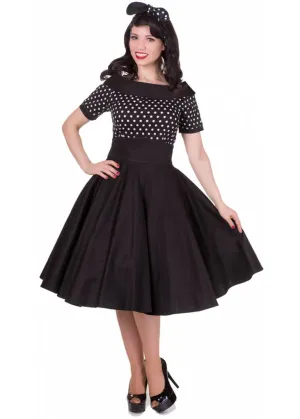 Dolly &amp; Dotty Darlene Polkadot 50's Swing Dress Black