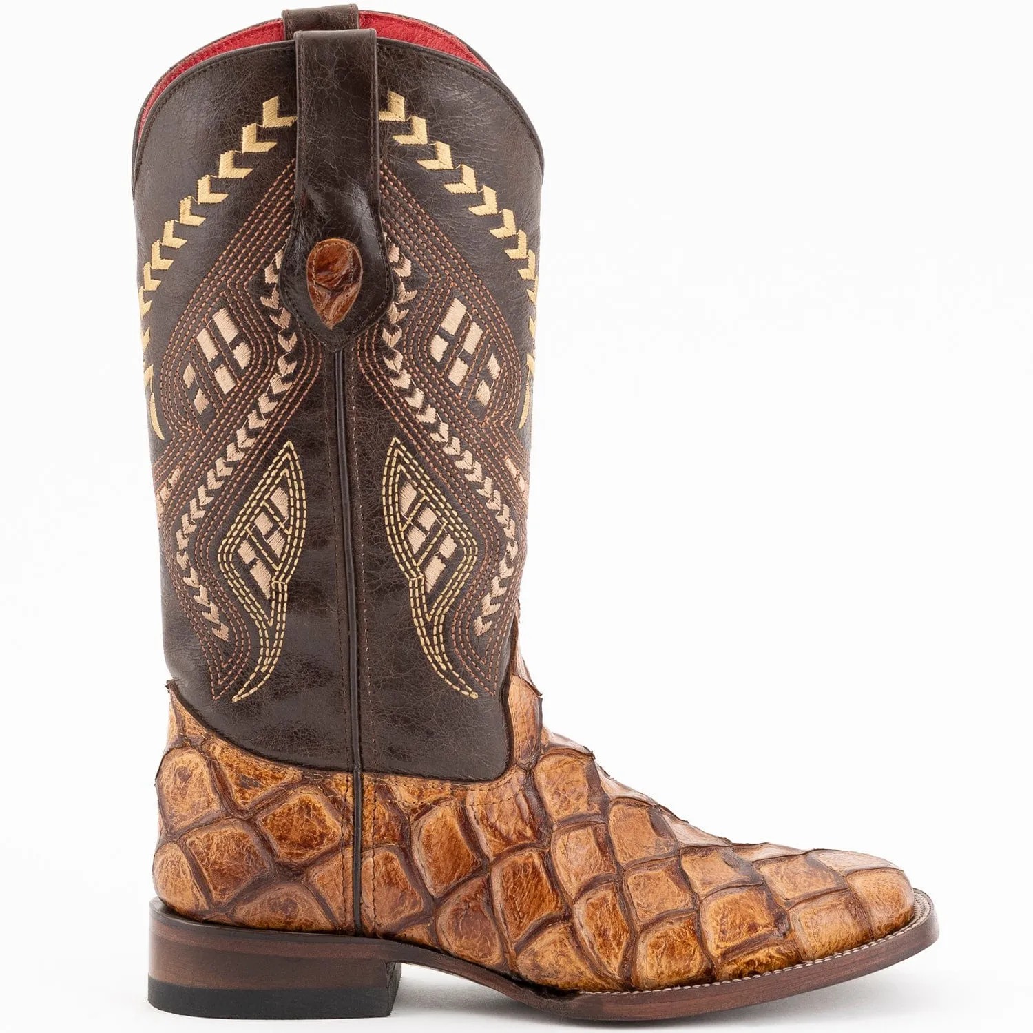 Ferrini Women's Bronco Square Toe Boots Pirarucu Fish Print - Honey  9339361