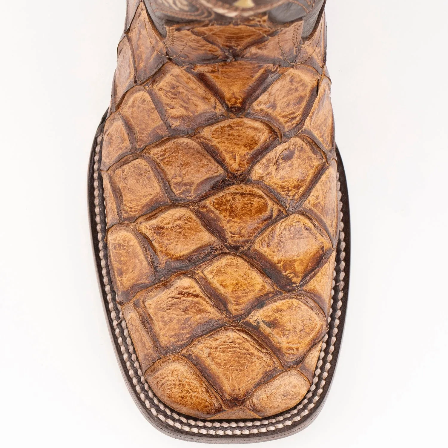Ferrini Women's Bronco Square Toe Boots Pirarucu Fish Print - Honey  9339361