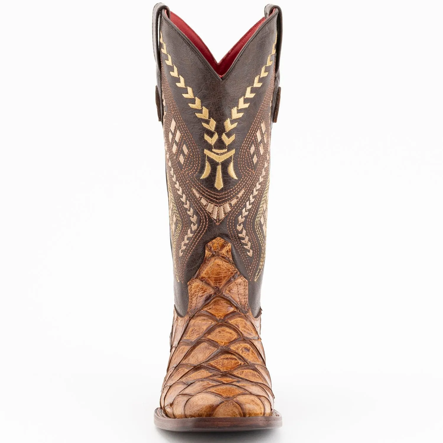Ferrini Women's Bronco Square Toe Boots Pirarucu Fish Print - Honey  9339361
