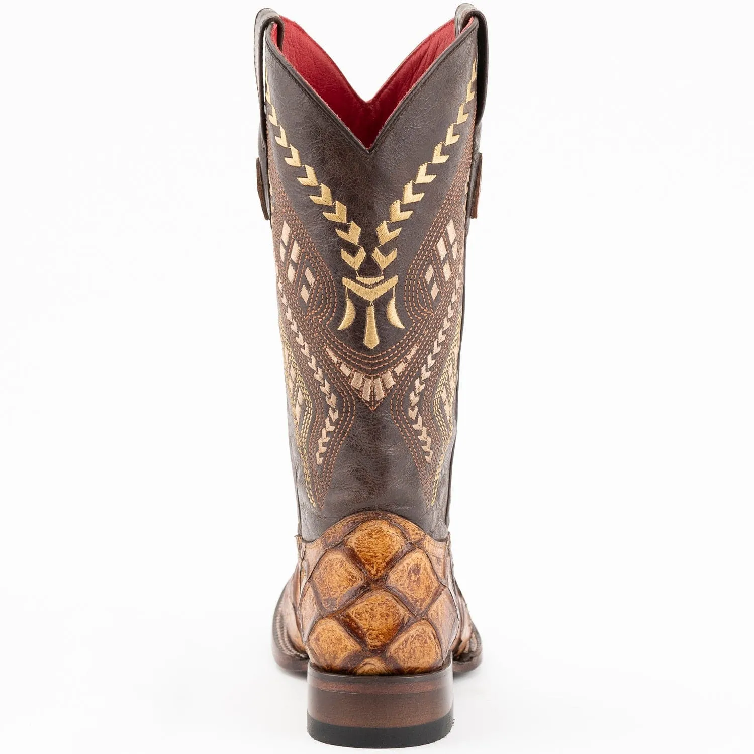 Ferrini Women's Bronco Square Toe Boots Pirarucu Fish Print - Honey  9339361