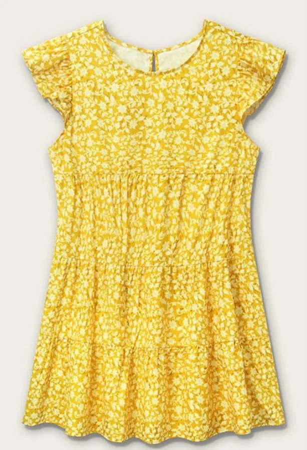 Floral Babydoll Dress (Yellow)