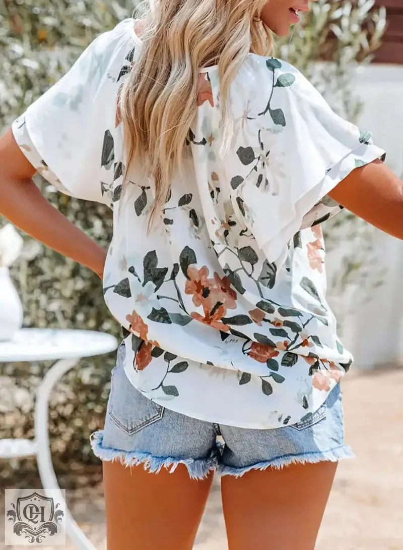 Floral Printed V-Neck Shirt