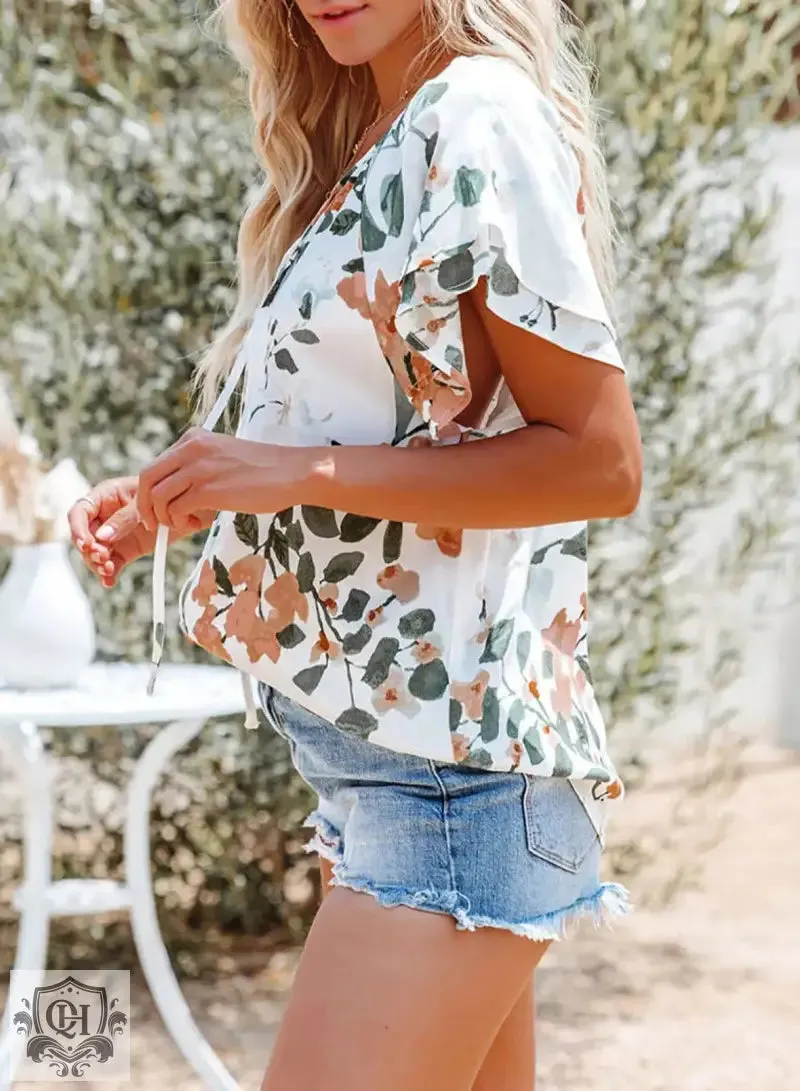 Floral Printed V-Neck Shirt