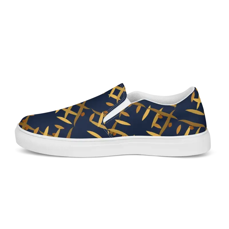 Gold Pattern Men's Canvas Slip Shoes